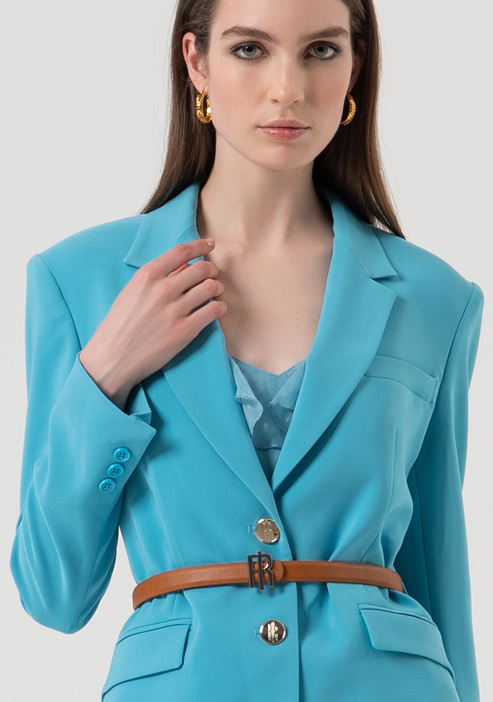Blazer regular monopetto con cintura abbinata FR25WJ3001W42901-T57 Fracomina