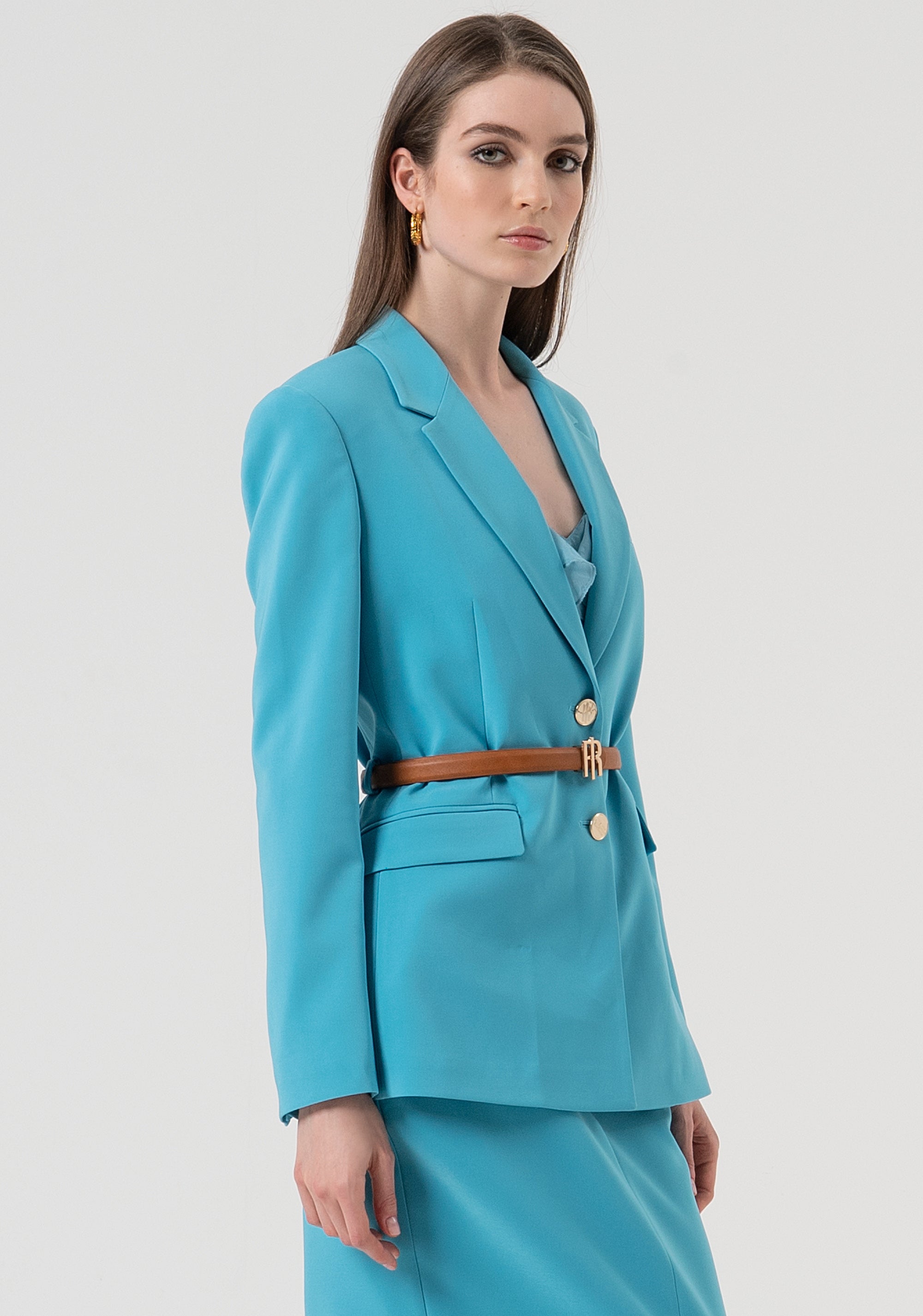 Blazer regular monopetto con cintura abbinata FR25WJ3001W42901-T57 Fracomina