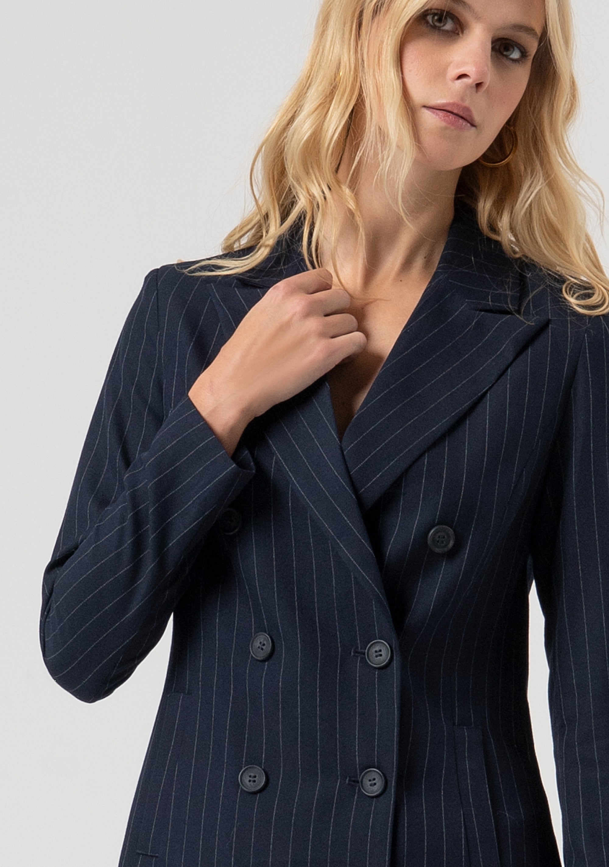 Blazer regular lungo doppiopetto gessato FR25WJ3007W813D4-117 Fracomina