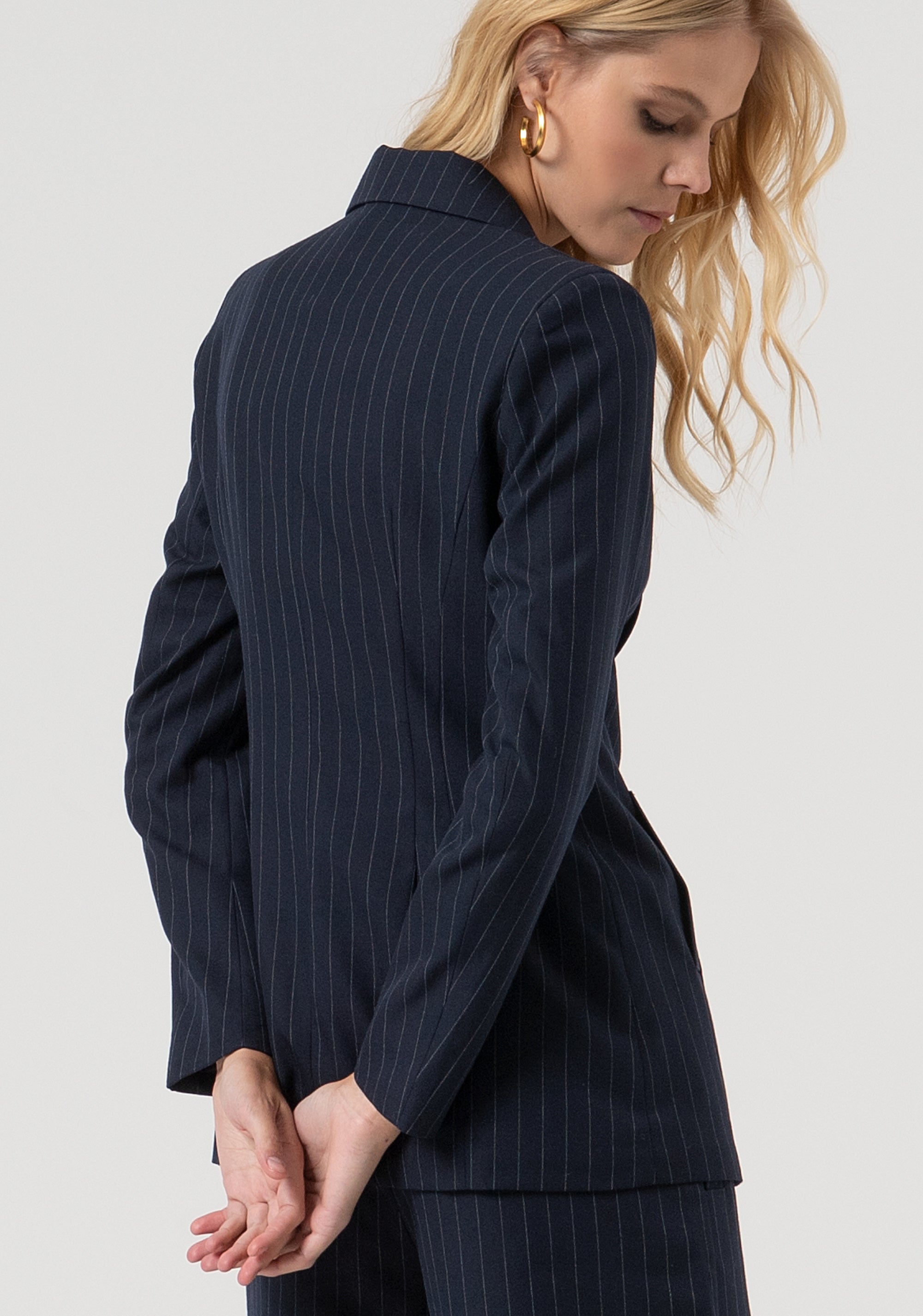 Blazer regular lungo doppiopetto gessato FR25WJ3007W813D4-117 Fracomina