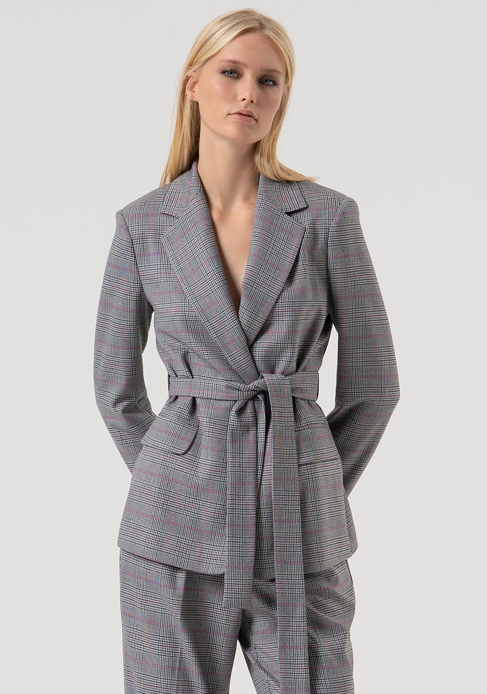Blazer regular monopetto in fantasia Principe di Galles FR25WJ3008W45995-210 Fracomina