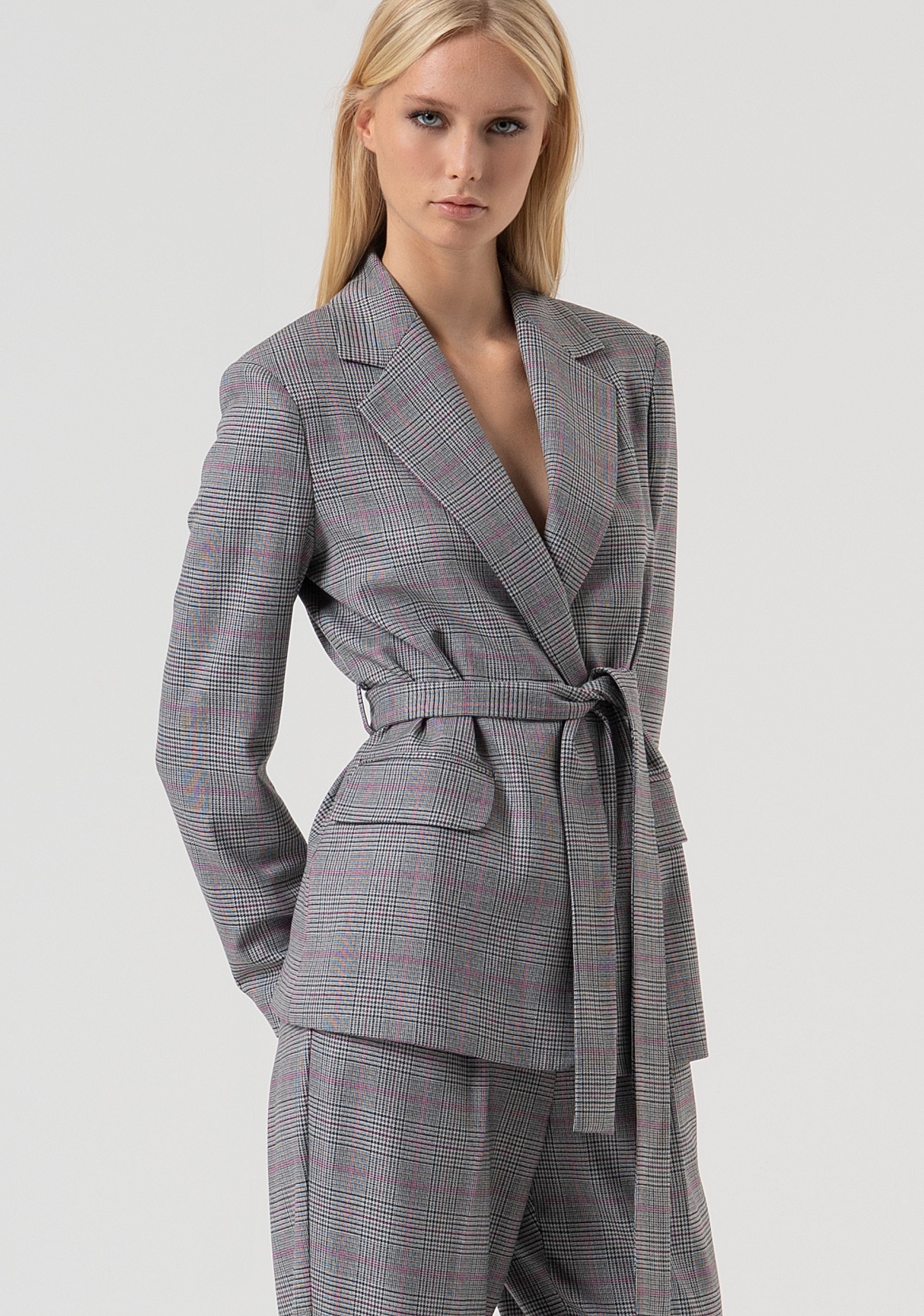 Blazer regular monopetto in fantasia Principe di Galles FR25WJ3008W45995-210 Fracomina