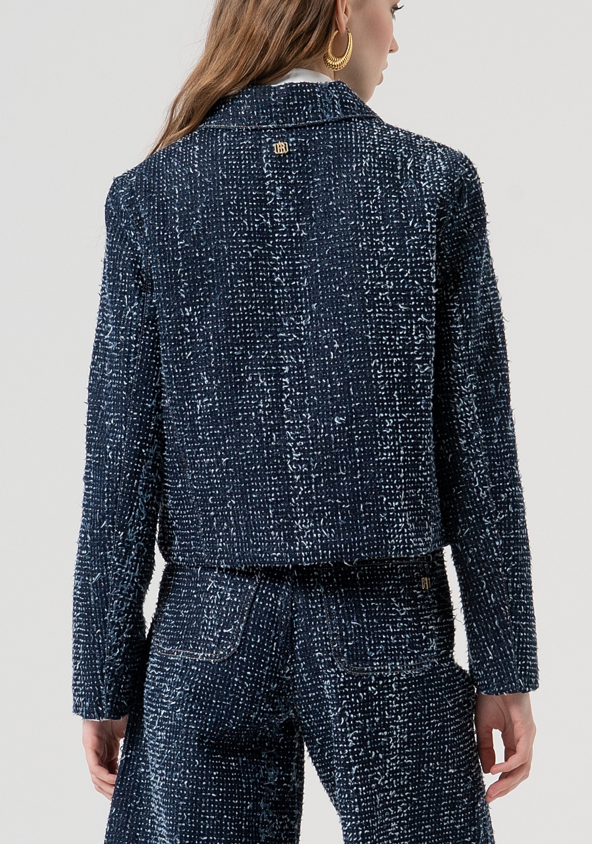 Giacca corta in bouclè di denim FR25WJ4011D419F7-117 Fracomina