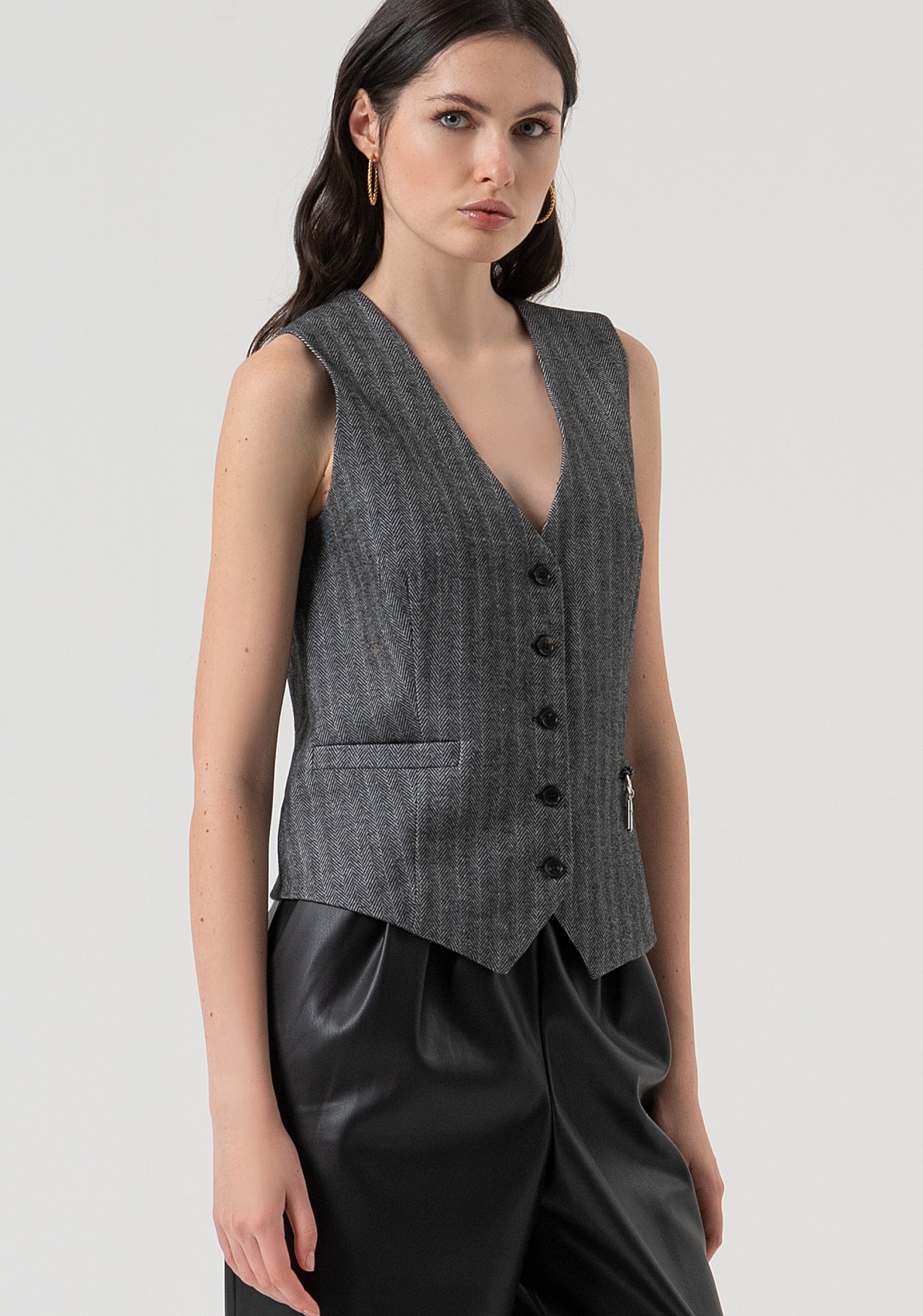 Gilet regular in tessuto gessato FR25WJ5005W492W5-159 Fracomina