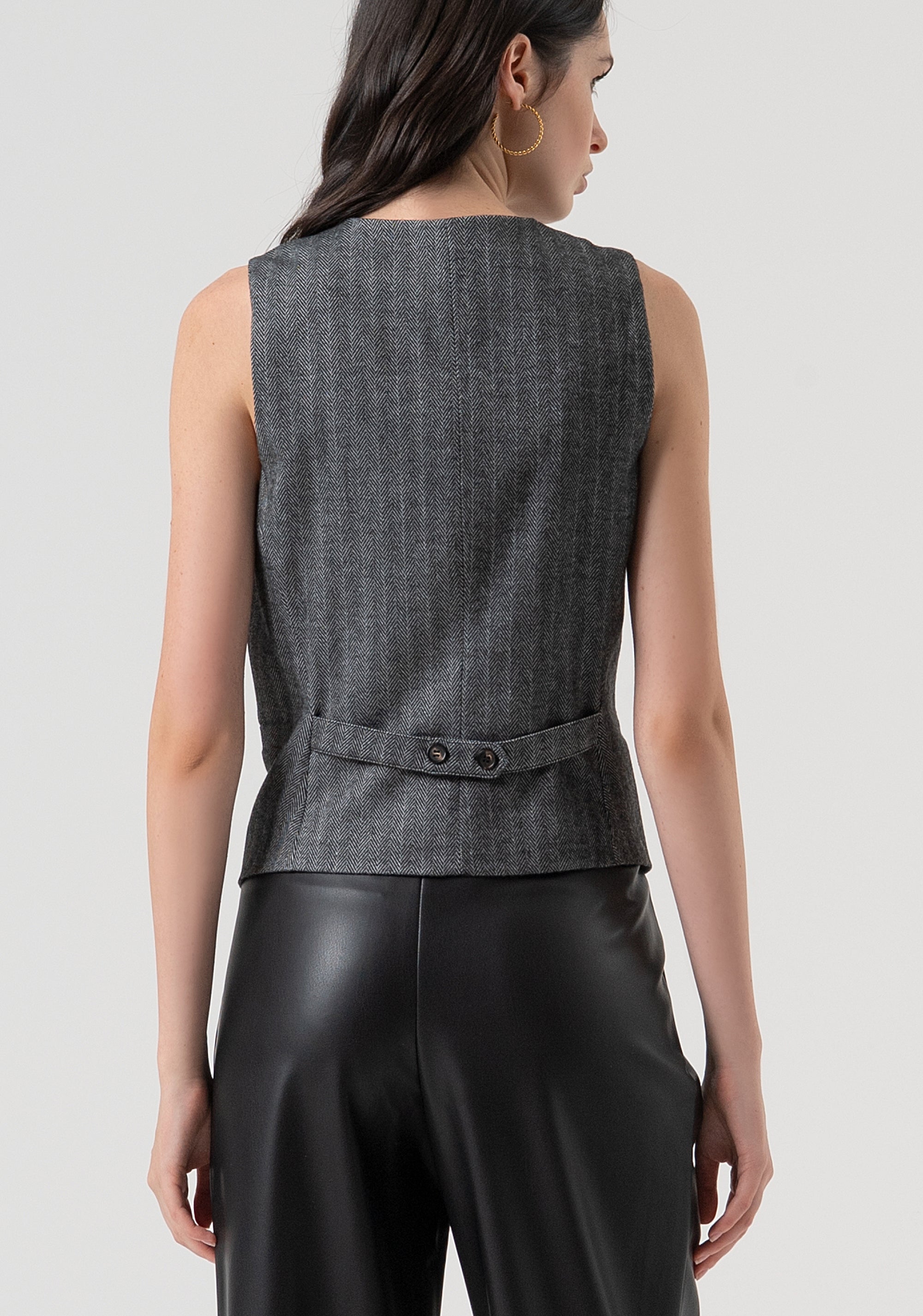 Gilet regular in tessuto gessato FR25WJ5005W492W5-159 Fracomina