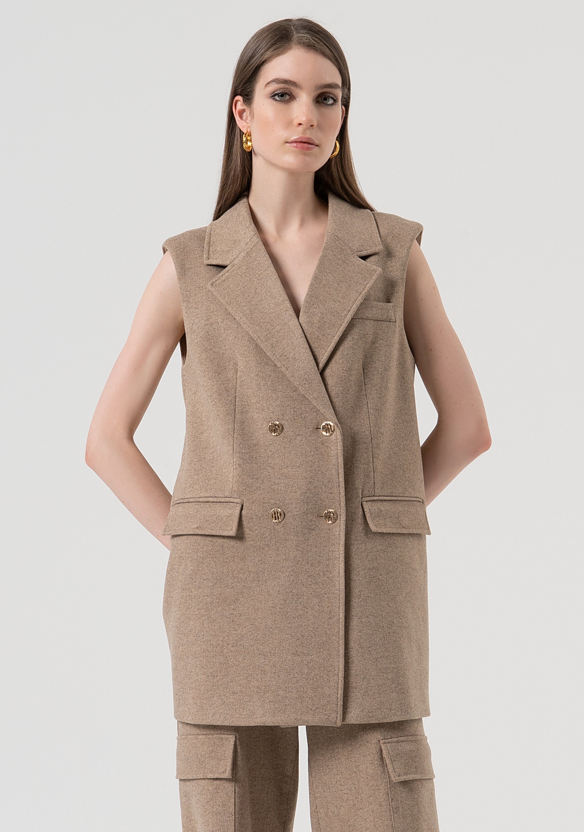 Gilet regular lungo in punto milano FR25WJ5015W80501-L46 Fracomina