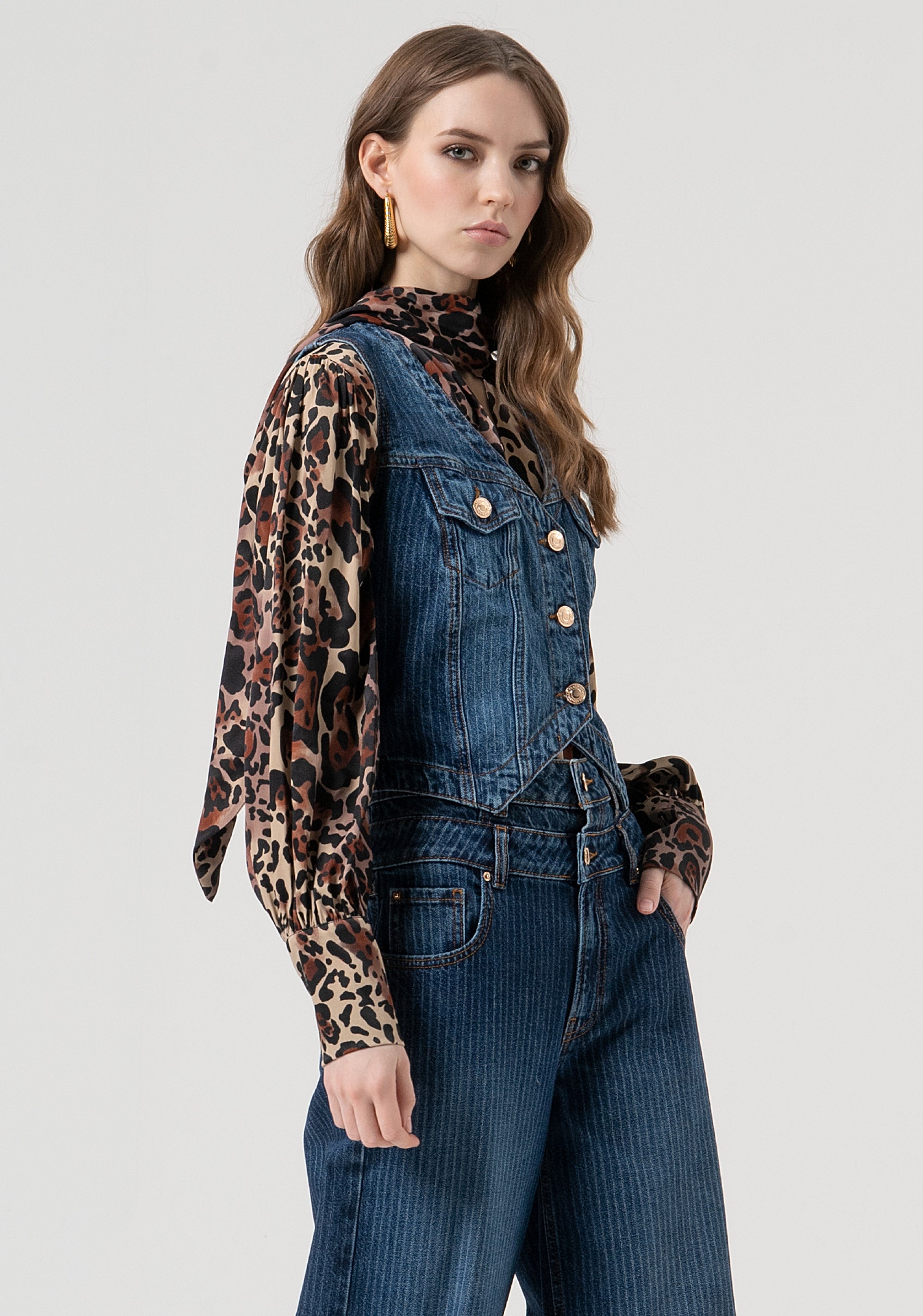 Gilet slim in denim gessato FR25WJ5018D419F8-T64 Fracomina