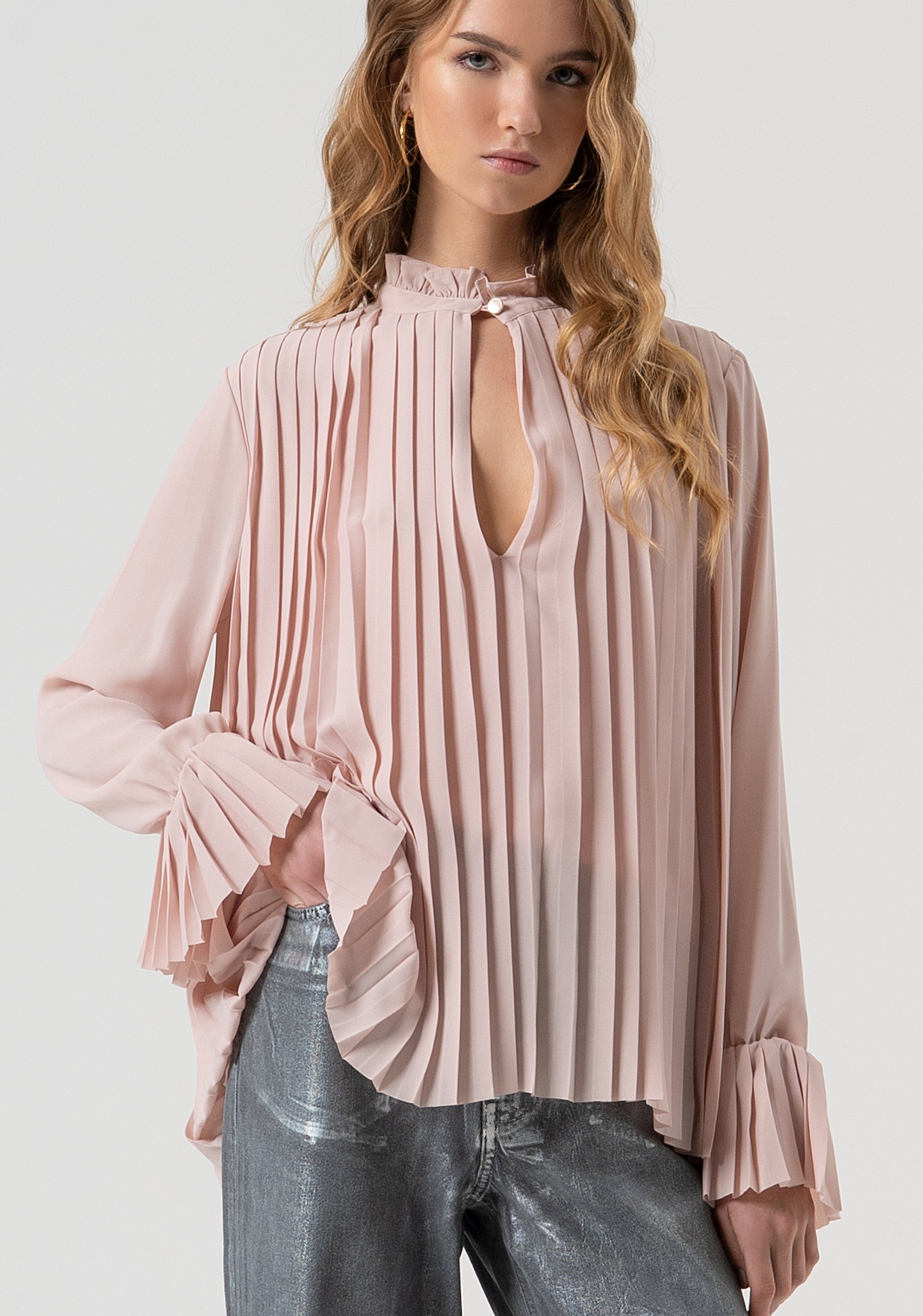 Blusa ampia in tessuto plissettato FR25WT1022W412F9-Q93 Fracomina