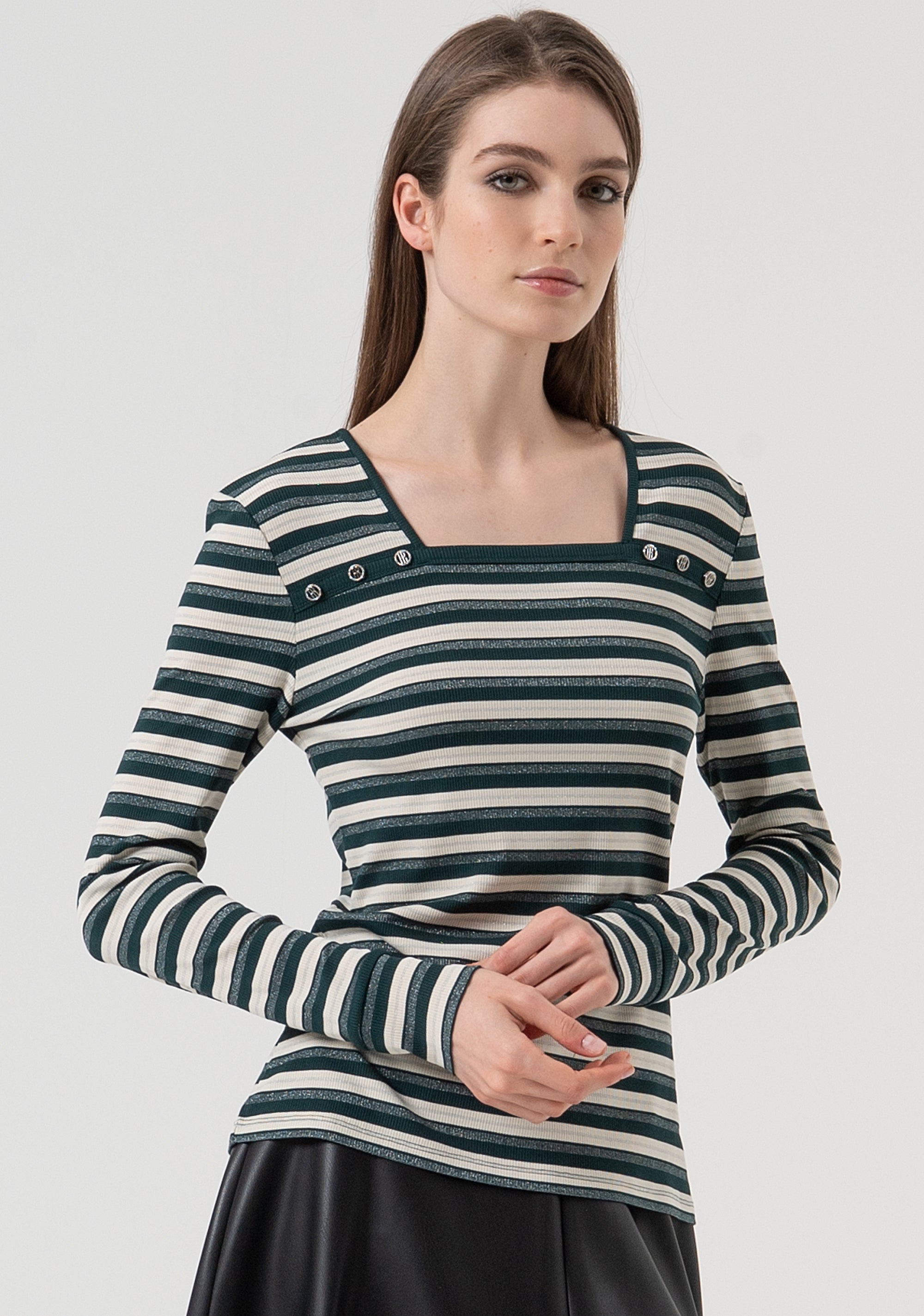 T-shirt slim a righe FR25WT3027J489N8-T68 Fracomina