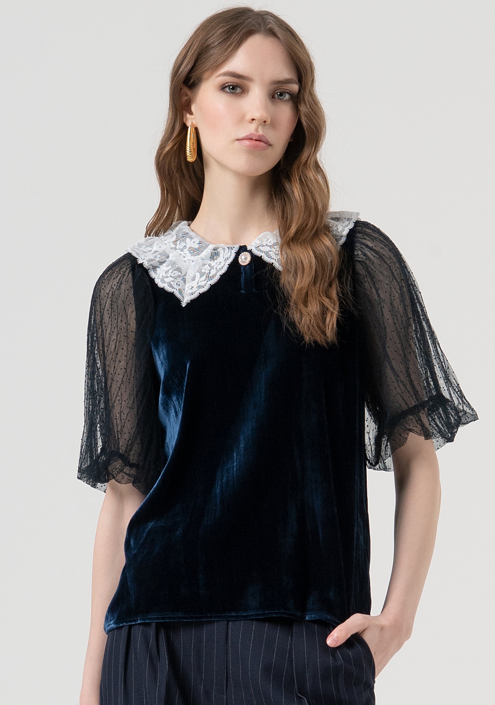 Blusa regular in velluto con seta FR25WT3037J48701-270 Fracomina