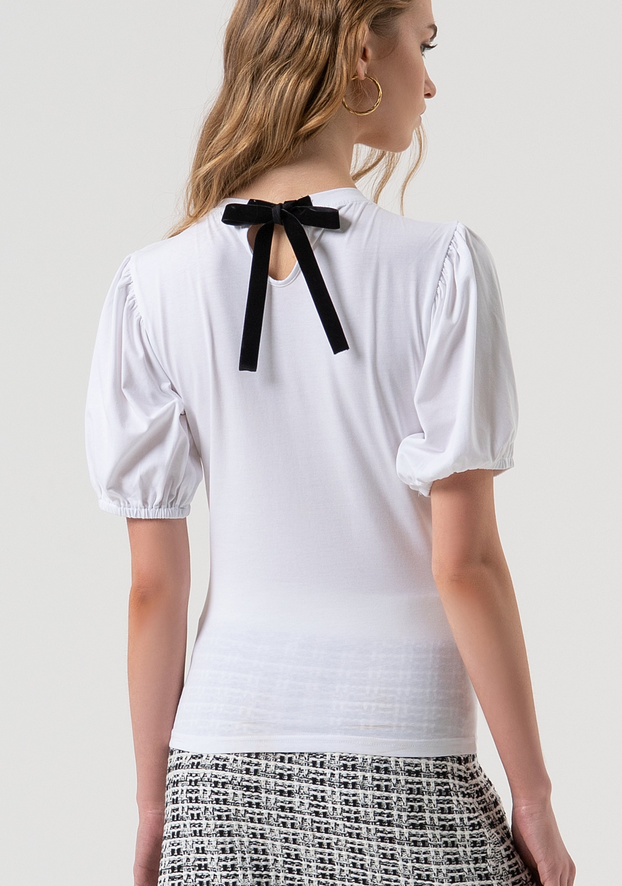 T-shirt slim in jersey con maniche corte a palloncino FR25WT3061J401N5-278 Fracomina