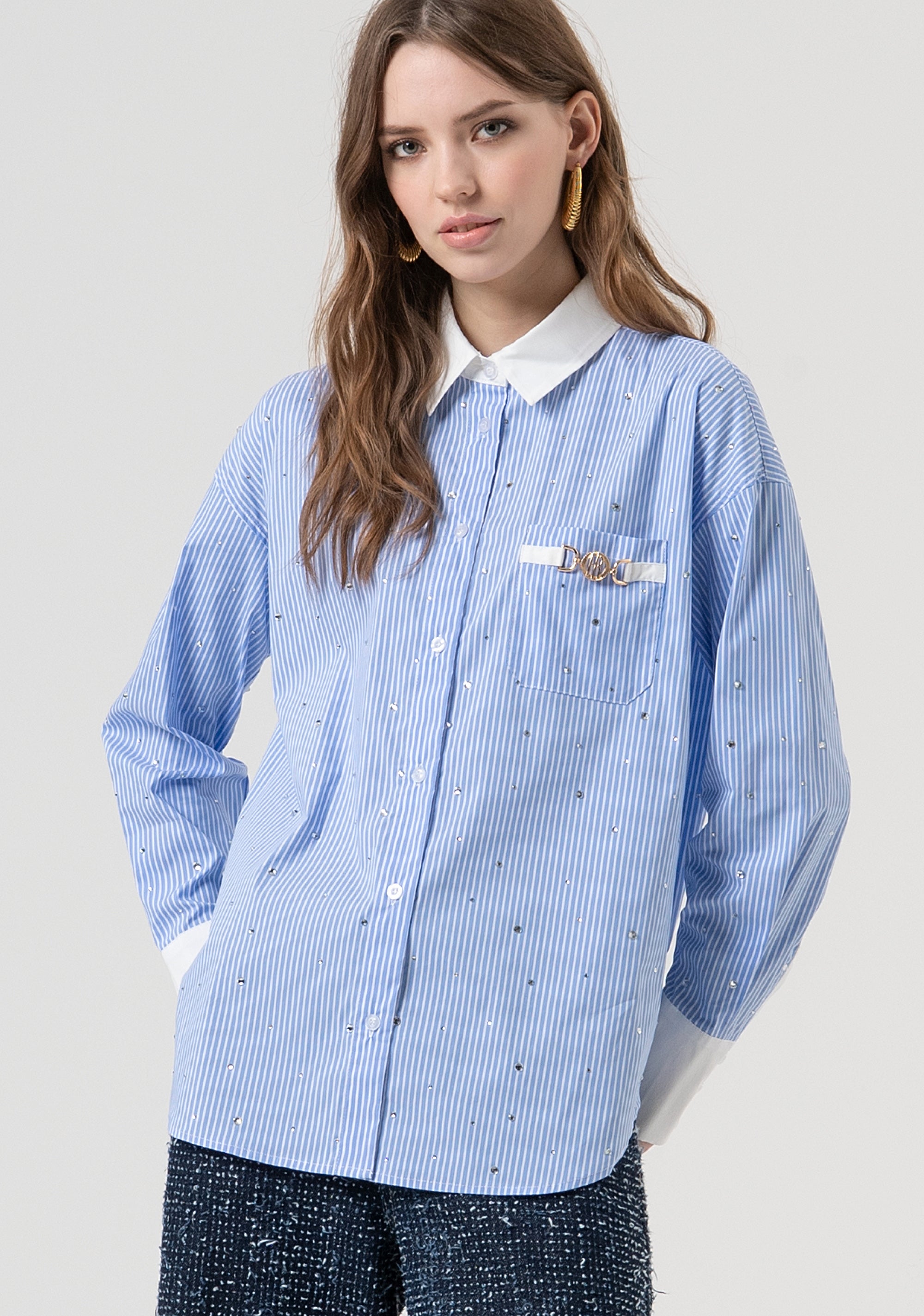 Camicia over a righe FR25WT6011W520N8-283 Fracomina