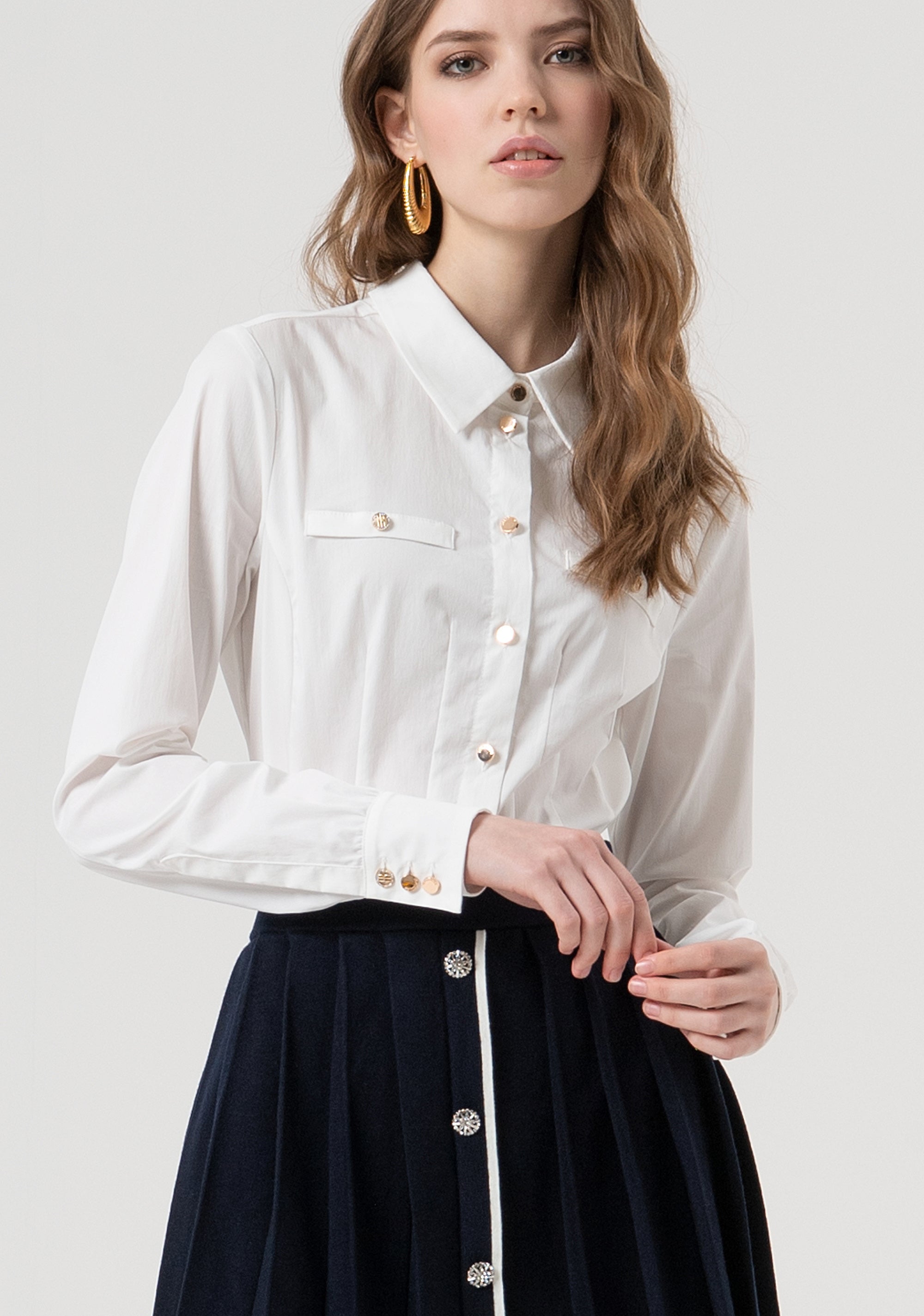 Camicia regular in popeline stretch FR25WT6016W80101-278 Fracomina