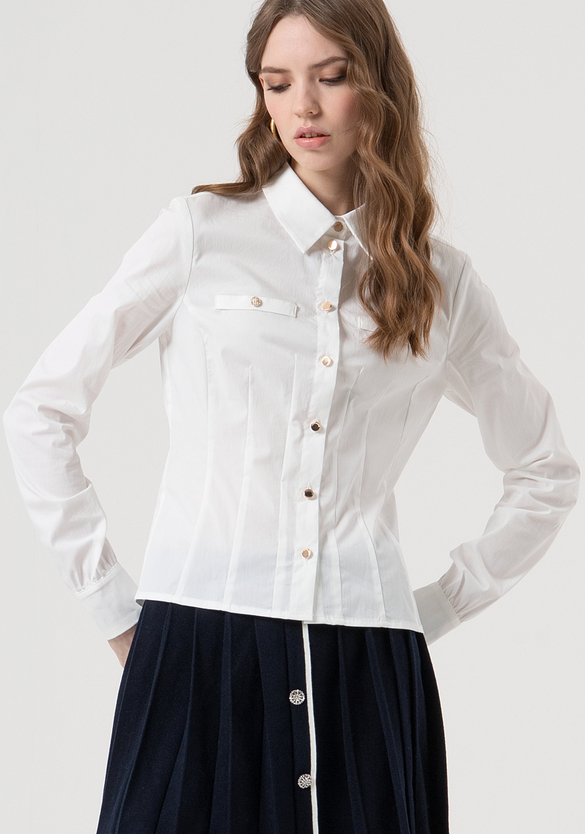 Camicia regular in popeline stretch FR25WT6016W80101-278 Fracomina