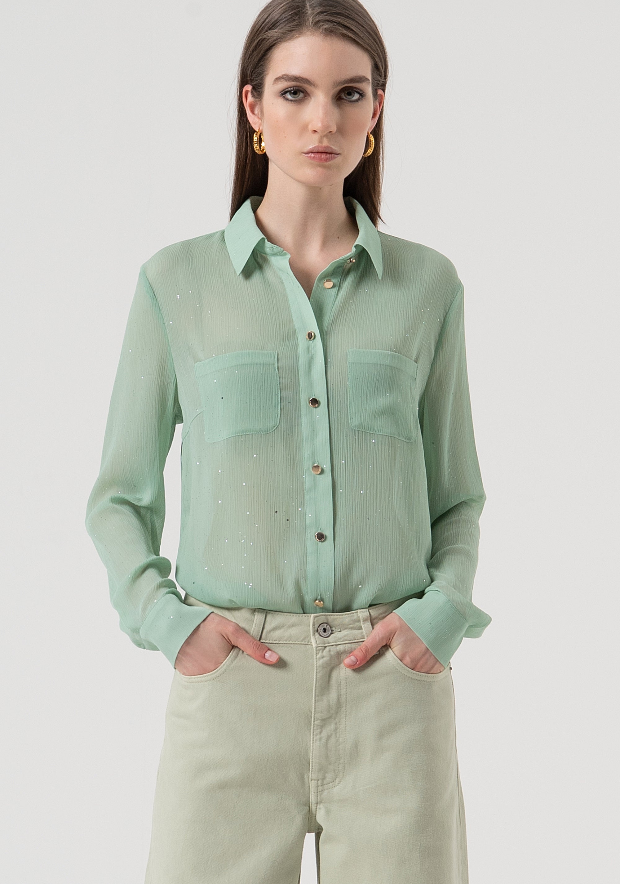 Camicia regular con strass FR25WT6033W412M8-B08 Fracomina