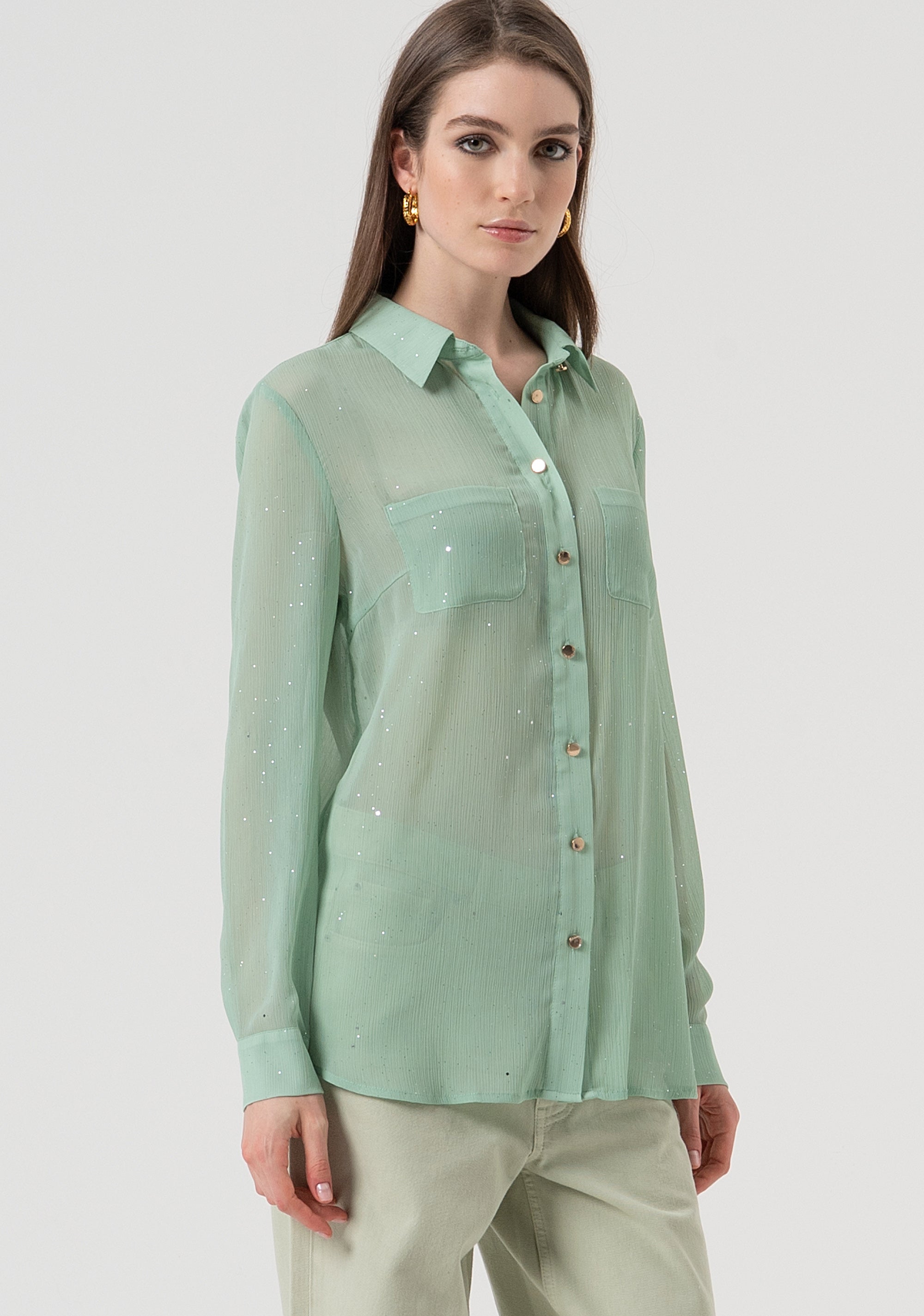 Camicia regular con strass FR25WT6033W412M8-B08 Fracomina