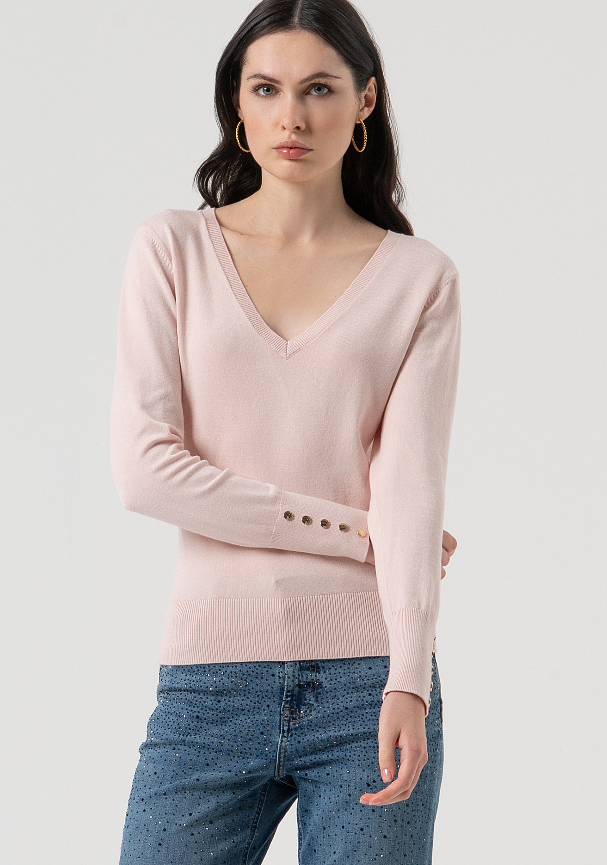 Maglia regular con scollo a V FR25WT7002K42101-Q93 Fracomina