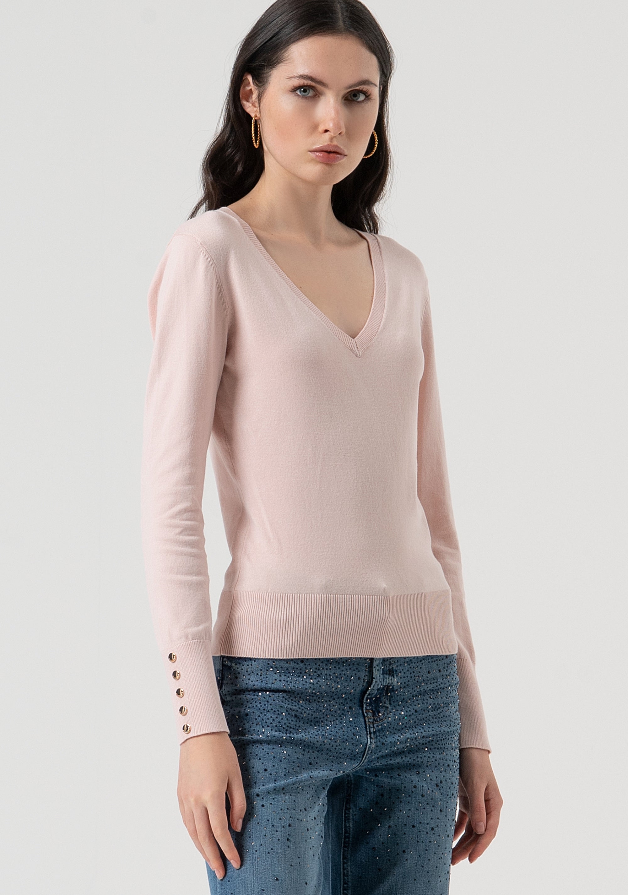 Maglia regular con scollo a V FR25WT7002K42101-Q93 Fracomina