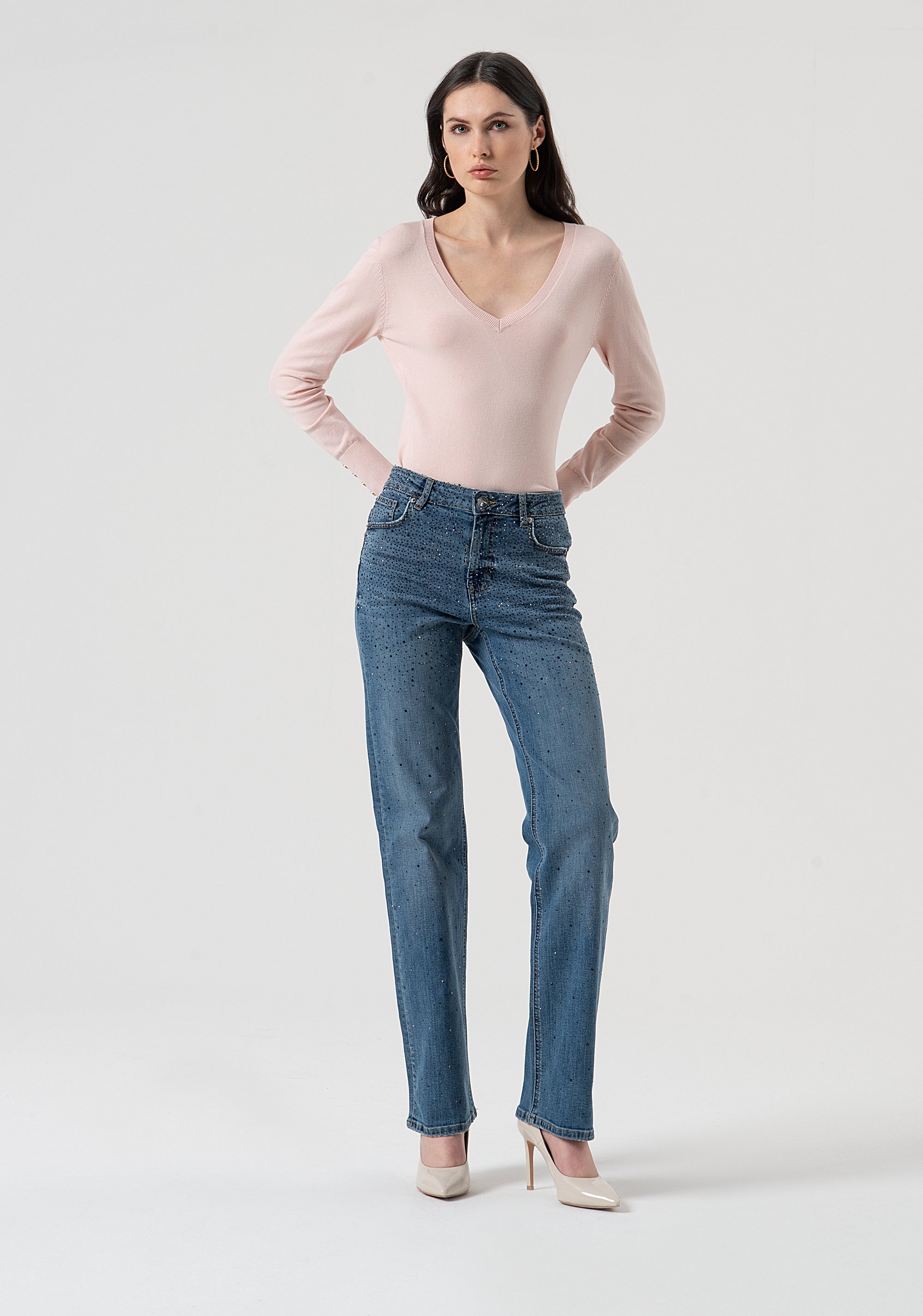 Maglia regular con scollo a V FR25WT7002K42101-Q93 Fracomina