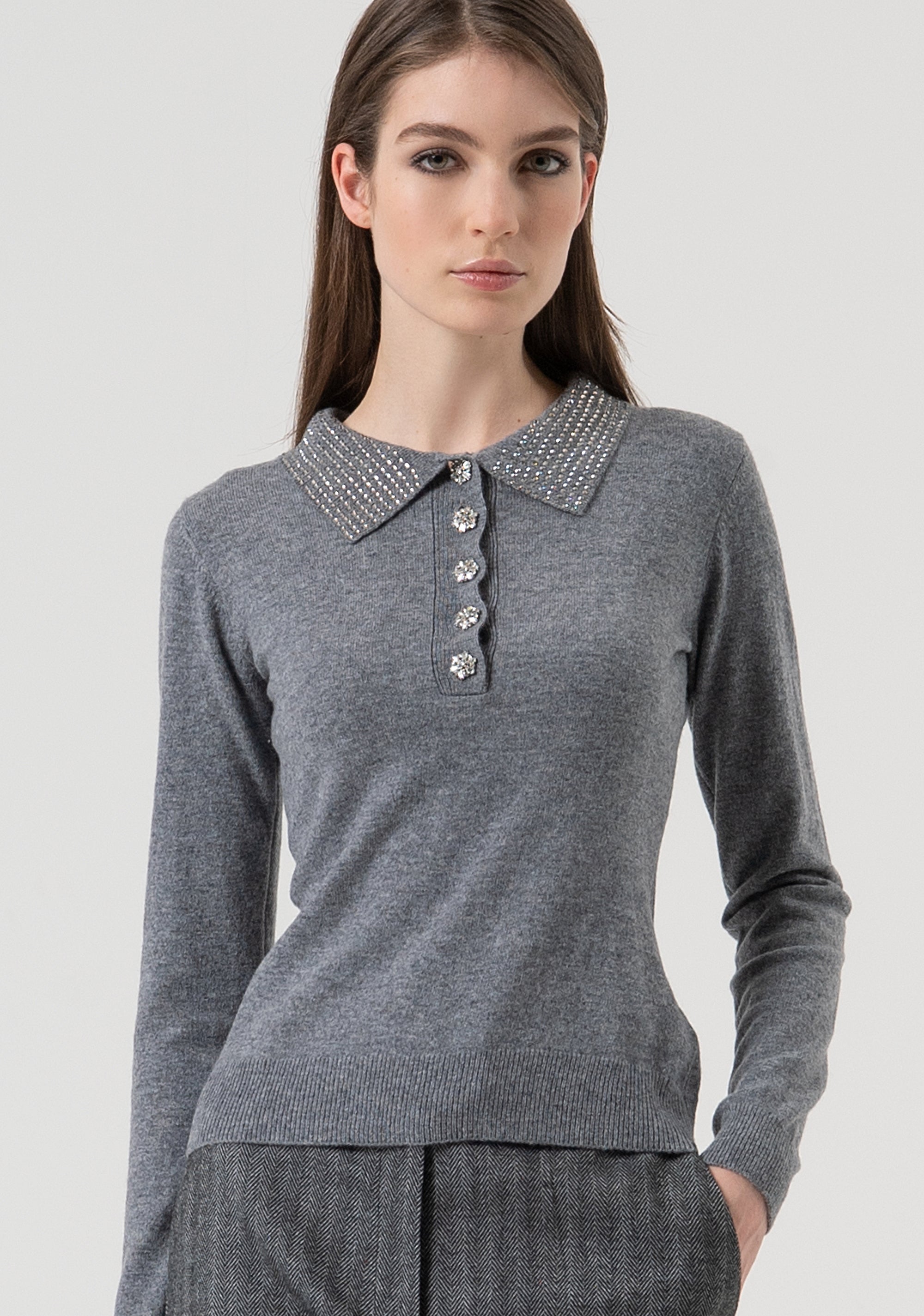 Polo regular in maglia con lana e cashmere FR25WT7005K53201-159 Fracomina