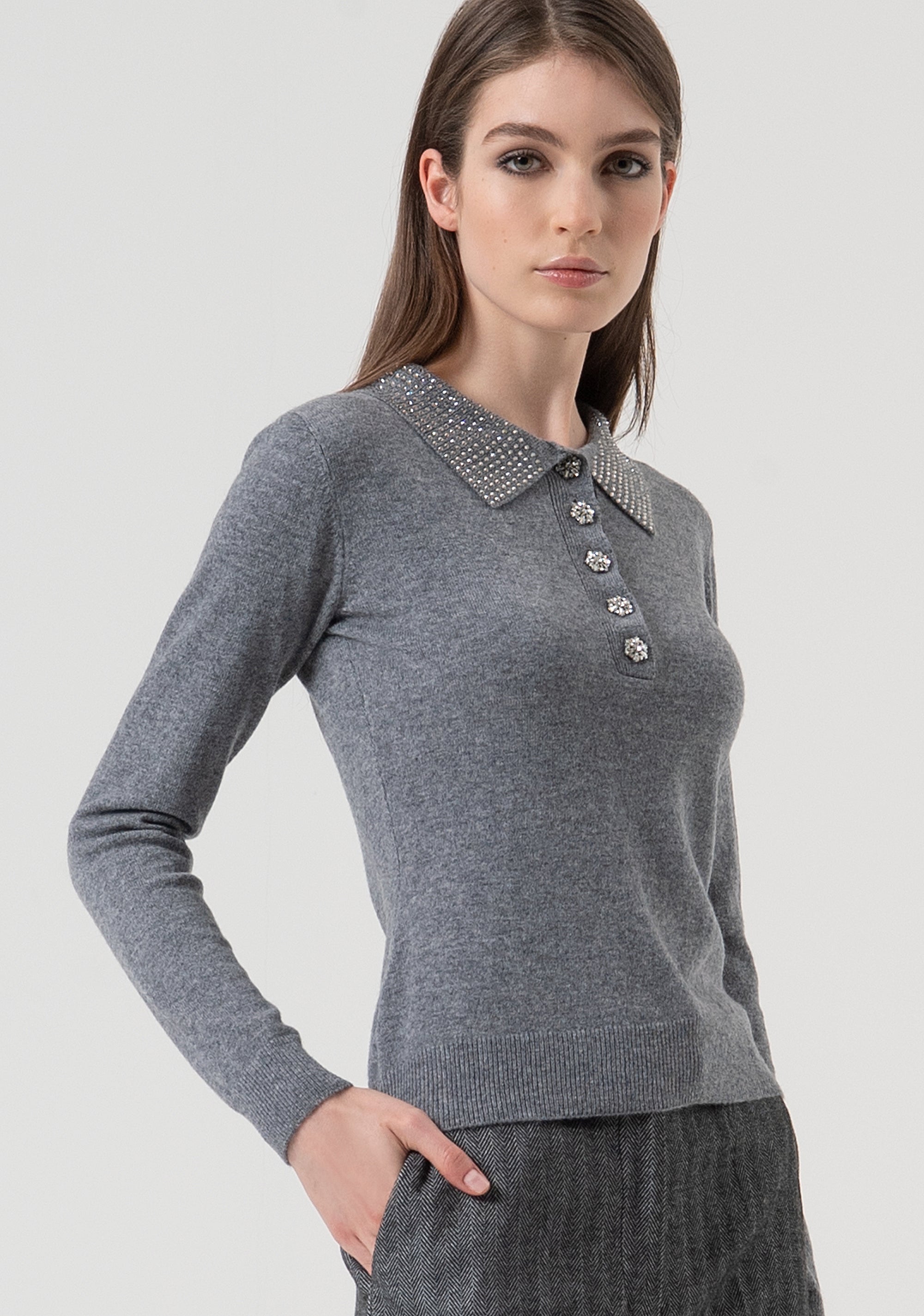 Polo regular in maglia con lana e cashmere FR25WT7005K53201-159 Fracomina