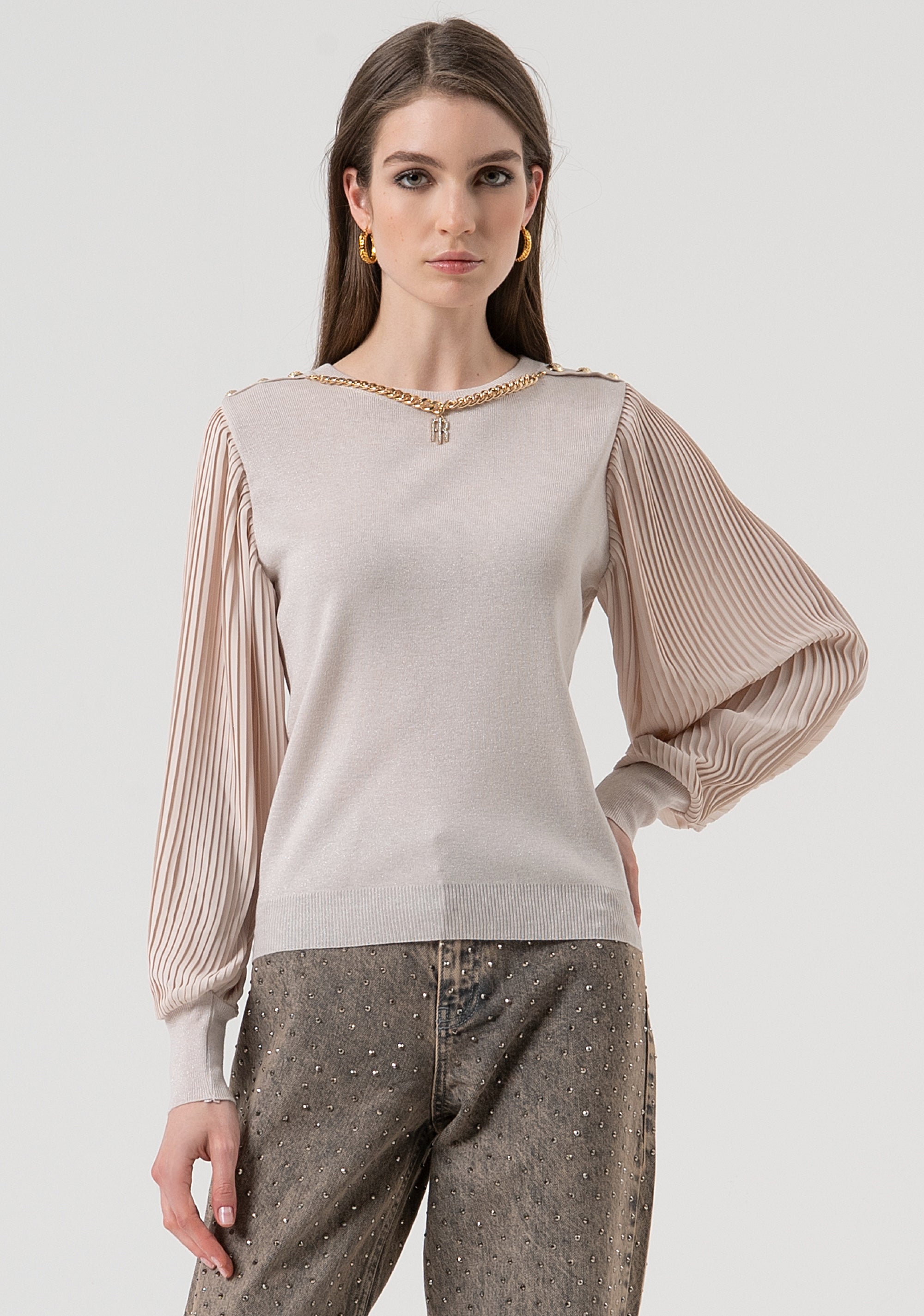 Maglia regular con lana e lurex FR25WT7027K459Q7-524 Fracomina