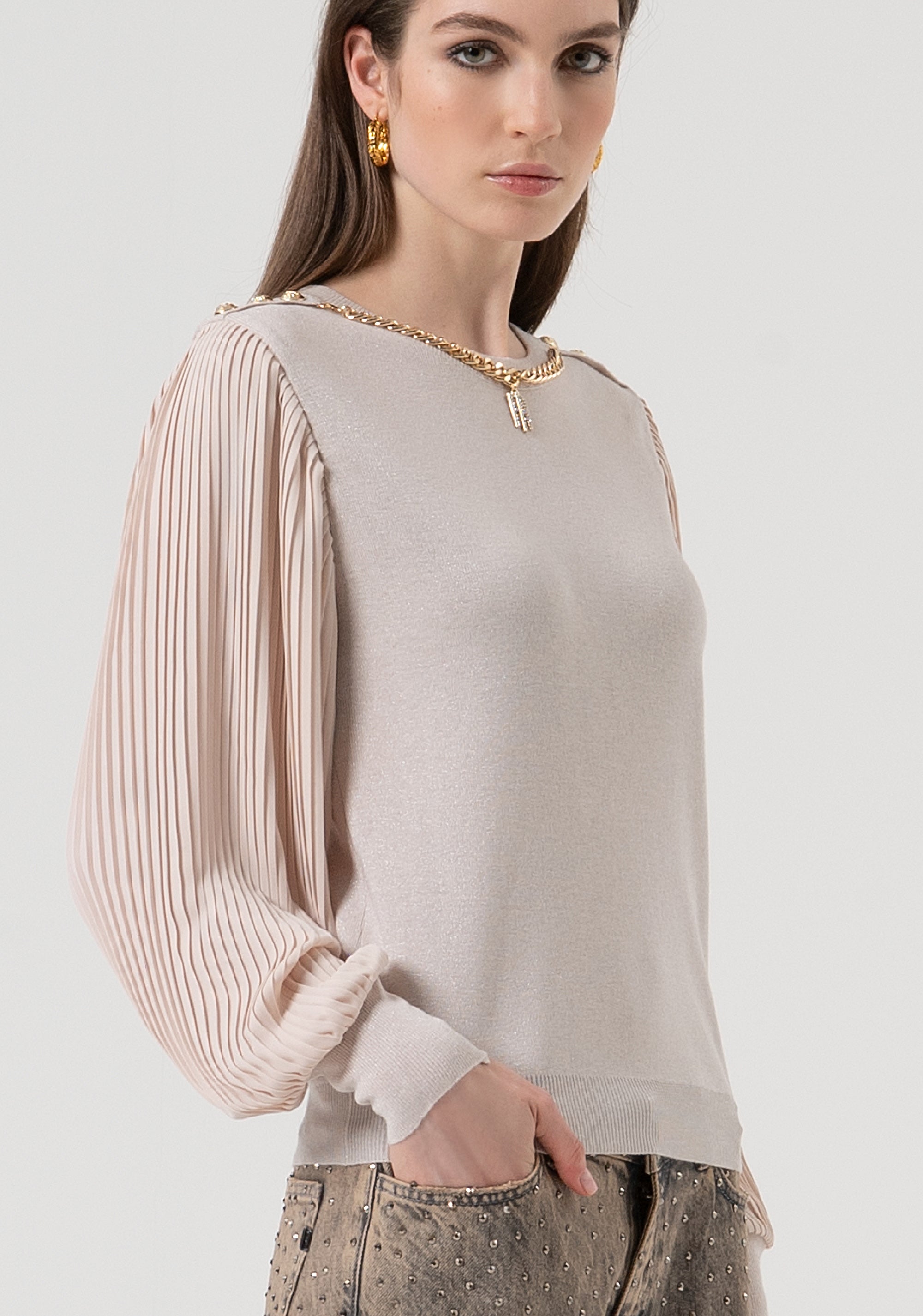 Maglia regular con lana e lurex FR25WT7027K459Q7-524 Fracomina