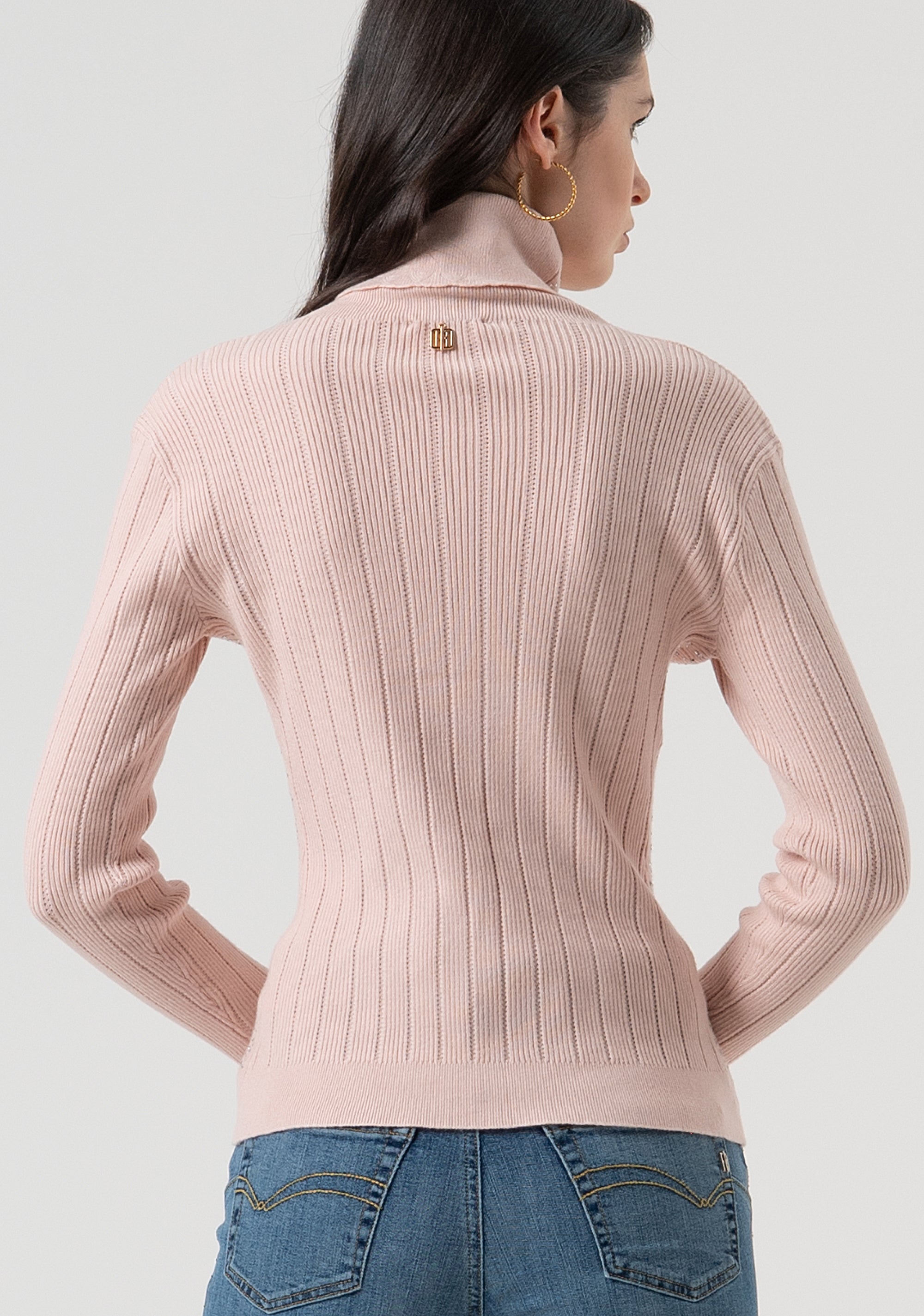 Maglia slim a costine con strass FR25WT7030K50401-Q93 Fracomina