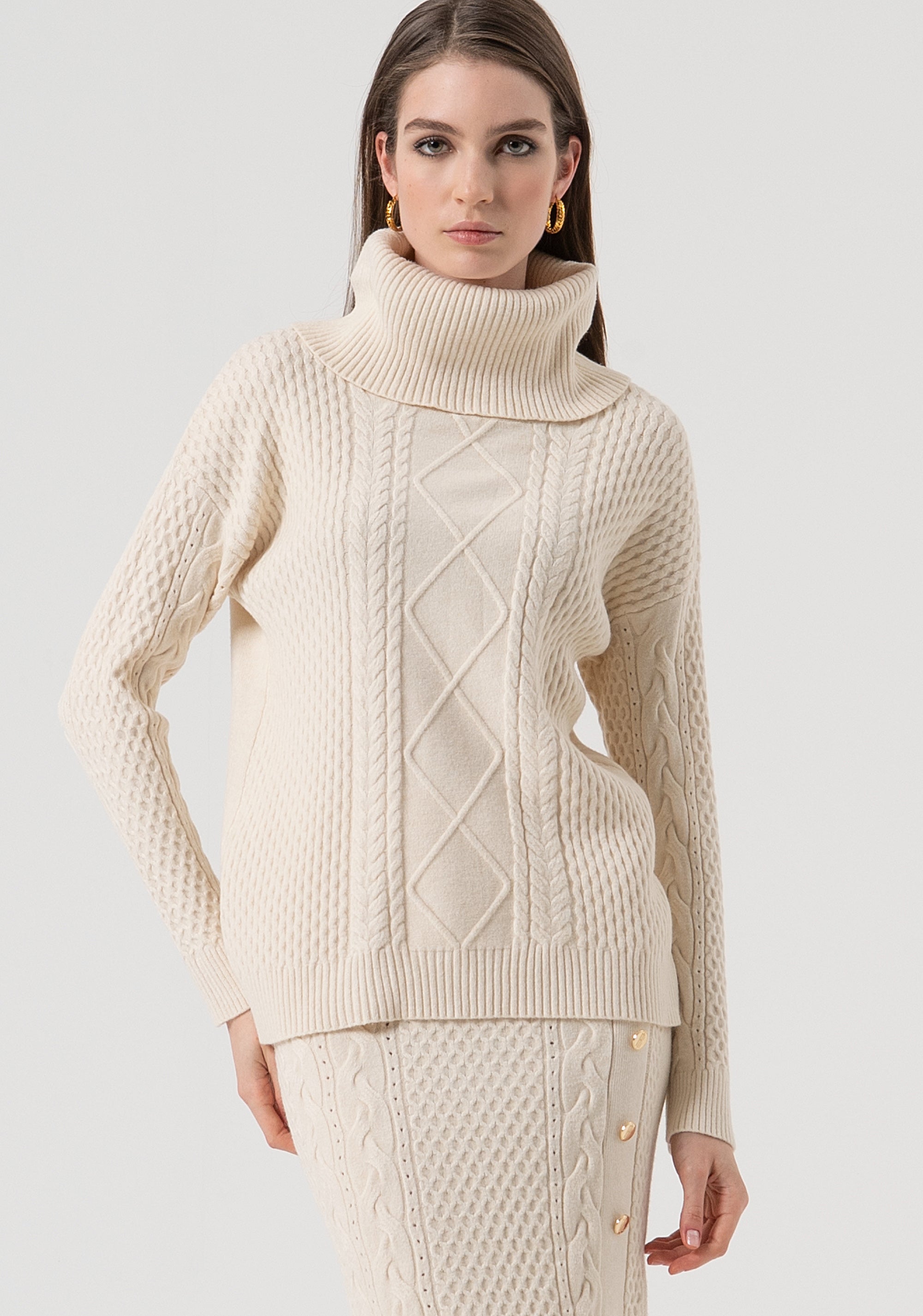 Maglia loose fit con punto treccia FR25WT7035K50201-508 Fracomina