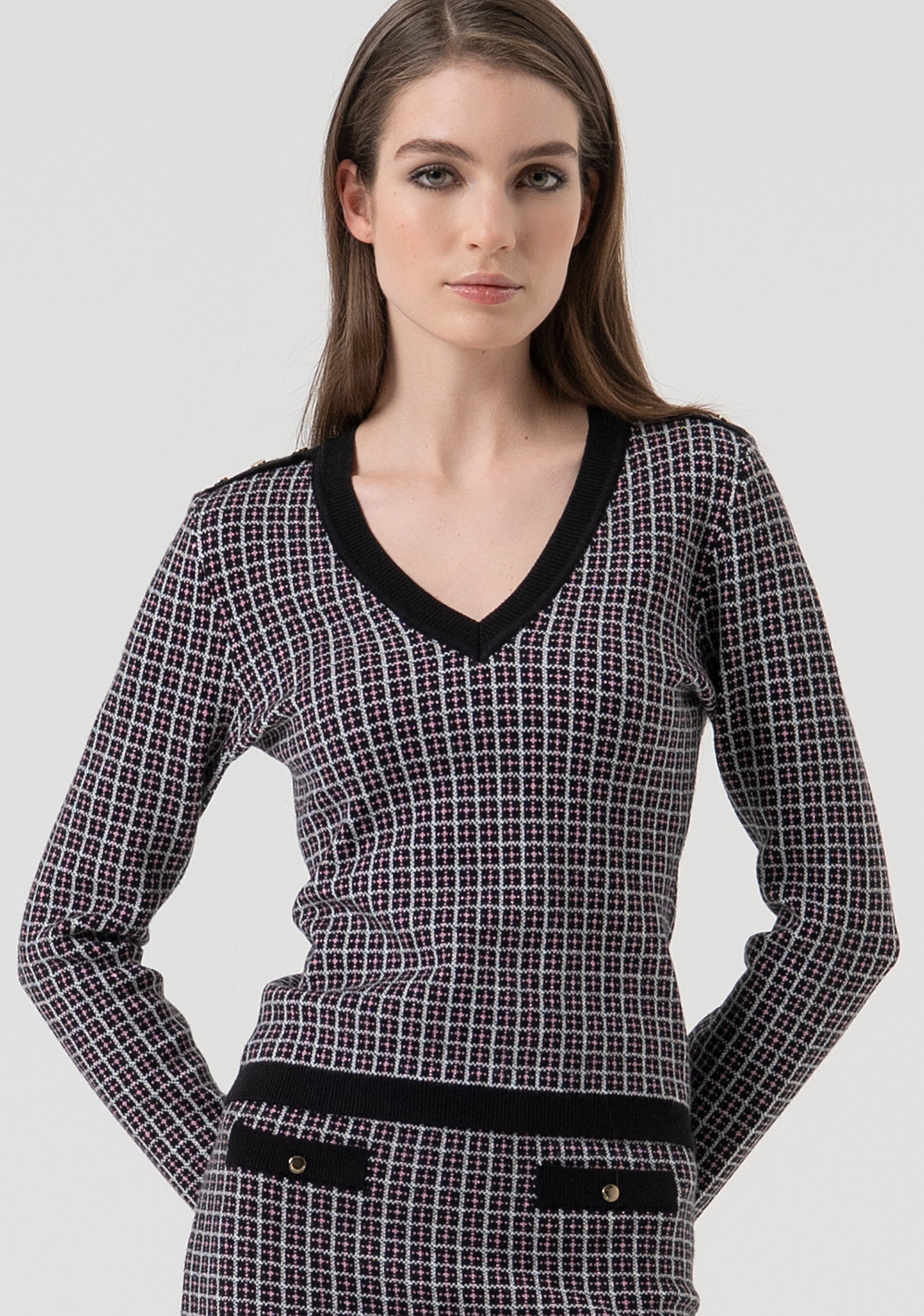 Maglia slim in jacquard geometrico FR25WT7038K503F8-053 Fracomina
