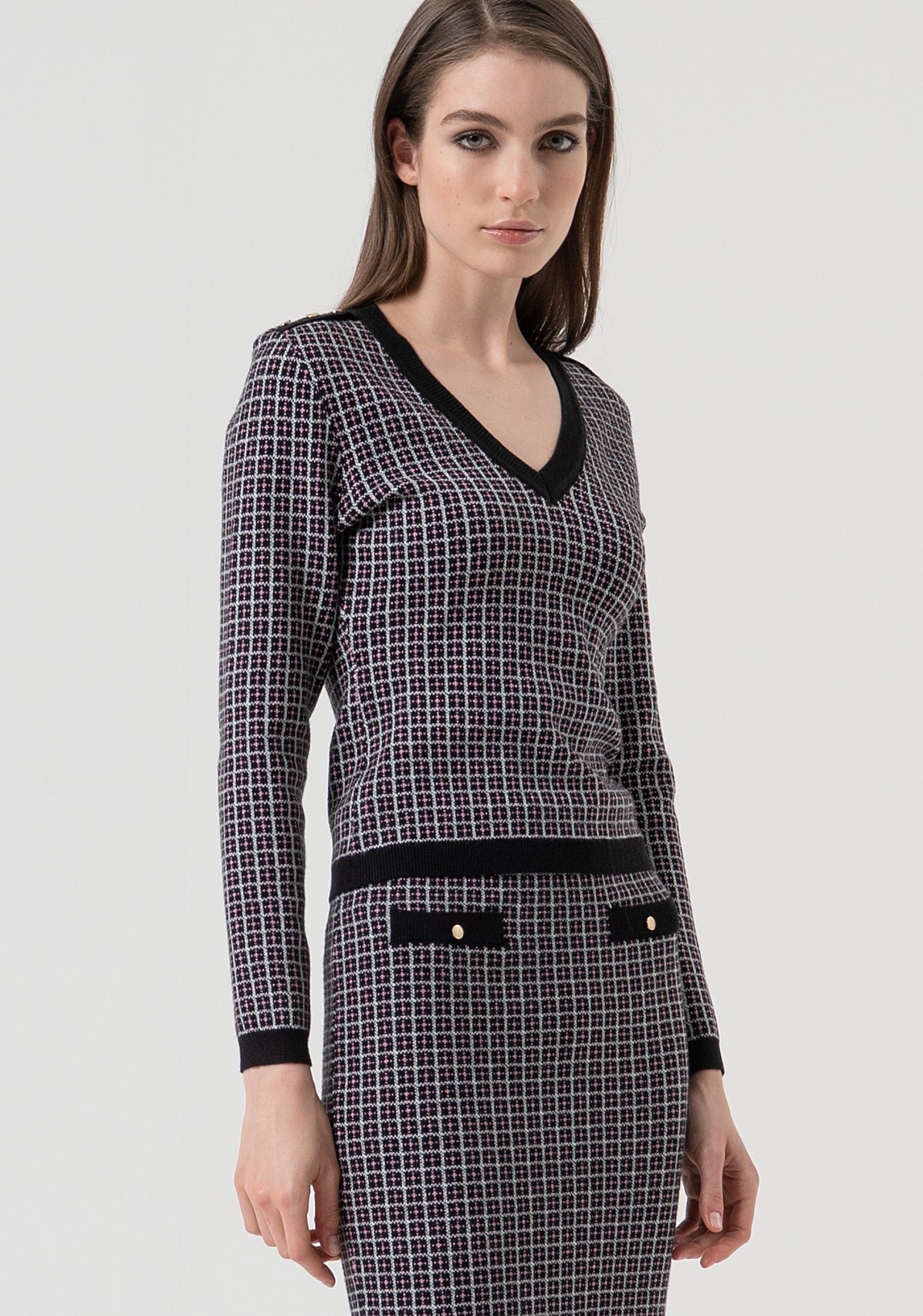 Maglia slim in jacquard geometrico FR25WT7038K503F8-053 Fracomina