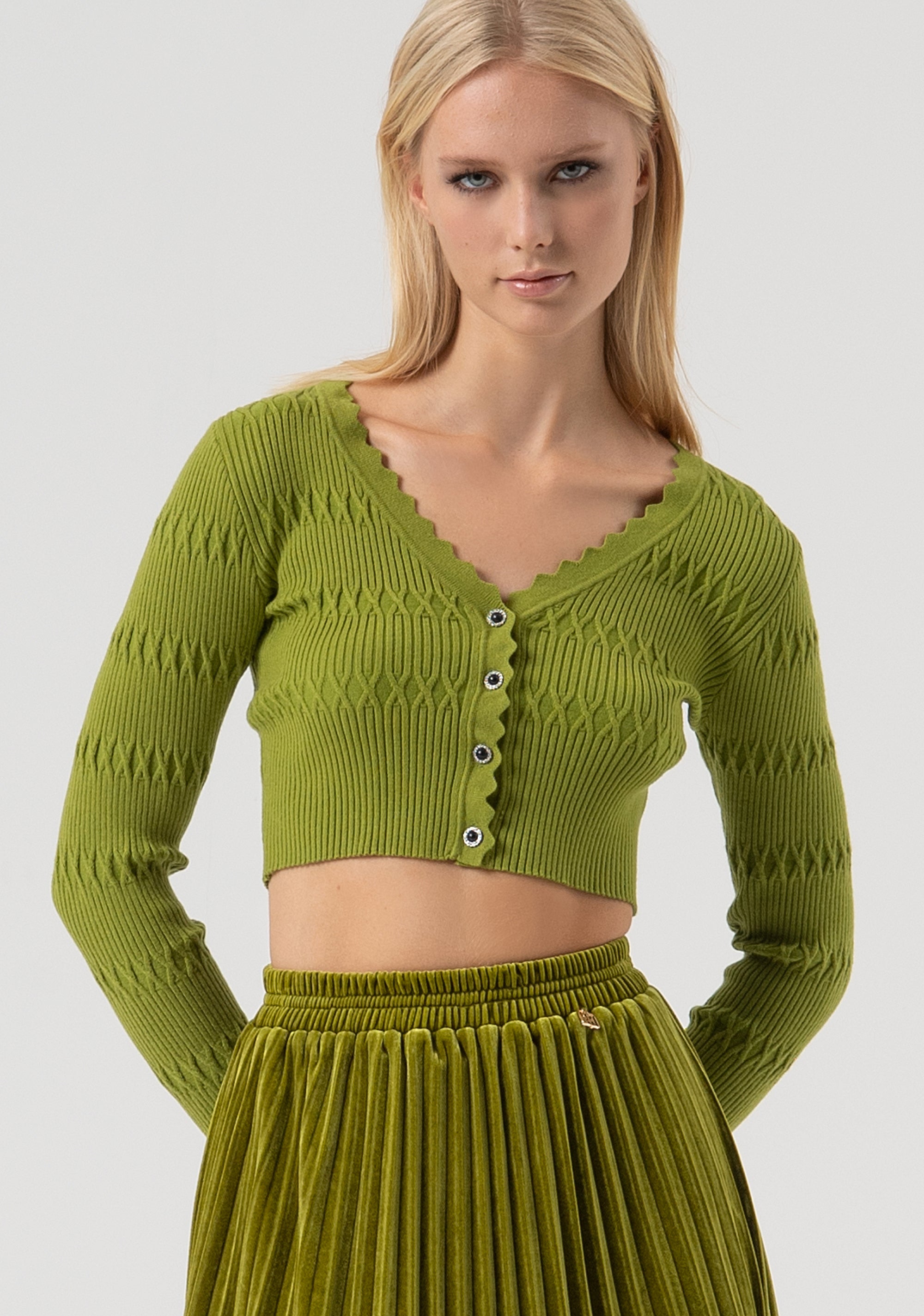 Cardigan slim cropped a costine FR25WT8018K50401-813 Fracomina