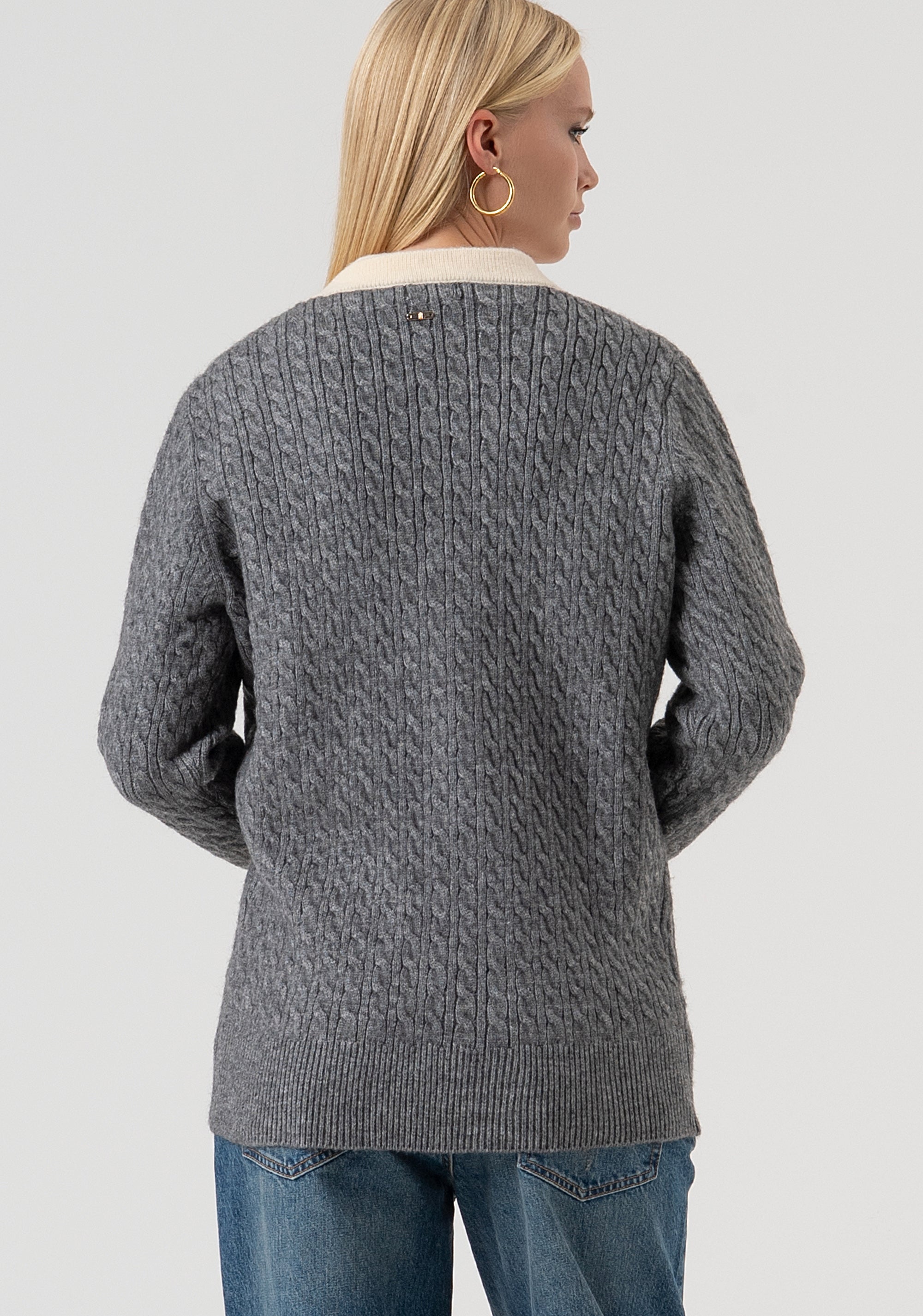 Cardigan regular lungo con punto treccia FR25WT8020K55401-T55 Fracomina