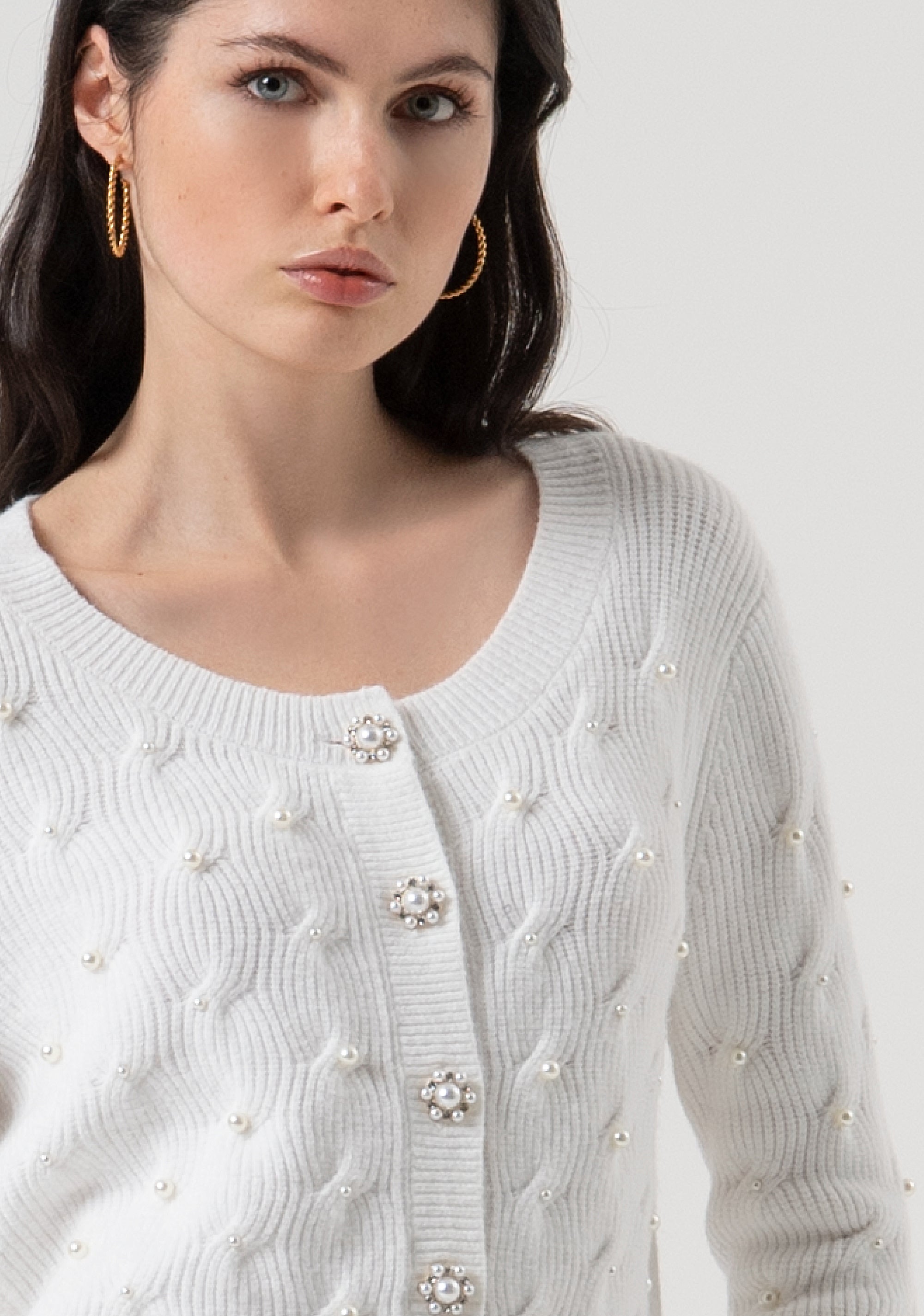 Cardigan regular con punta treccia FR25WT8021K502R9-108 Fracomina