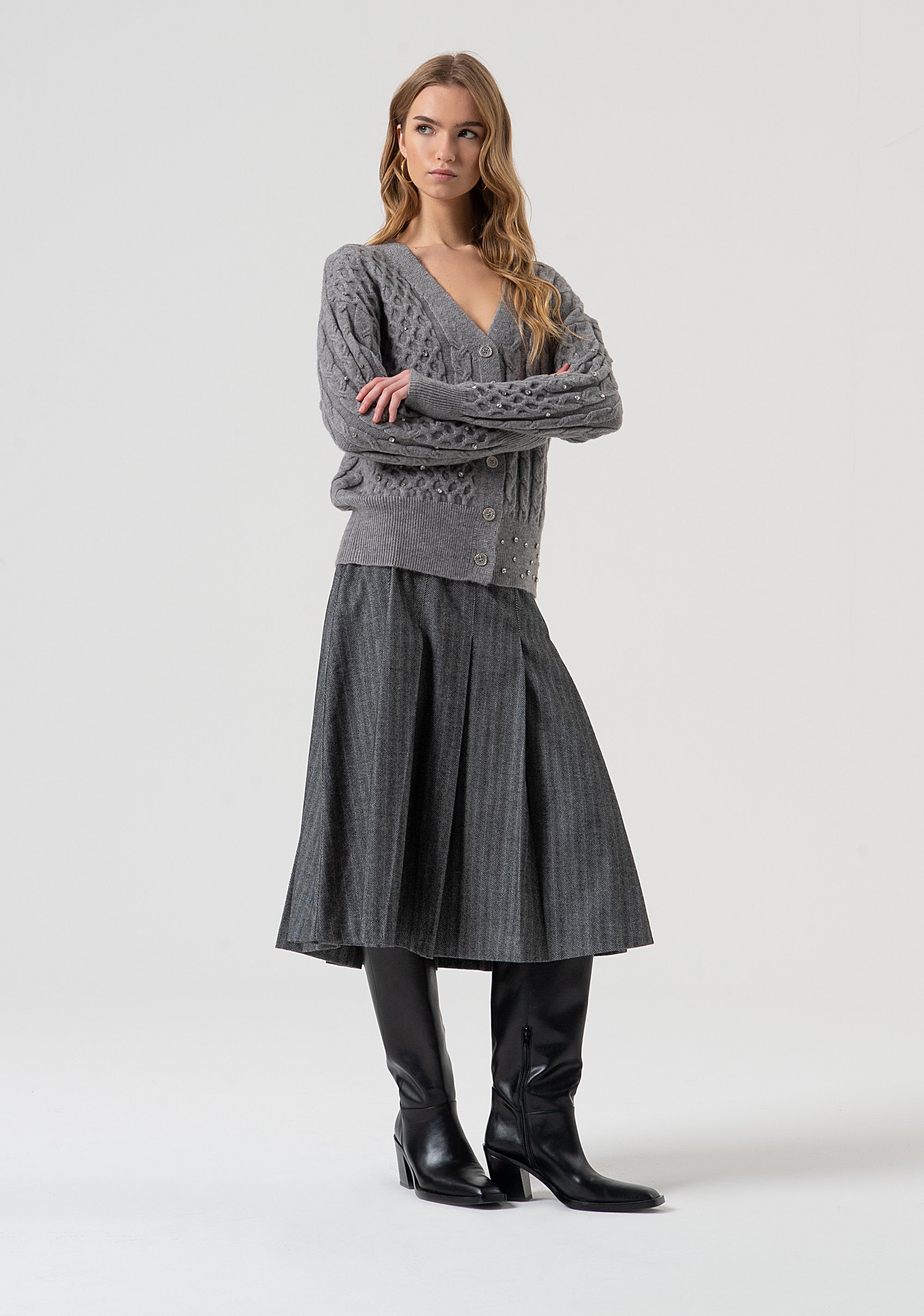 Cardigan regular con punto treccia FR25WT8022K47101-159 Fracomina