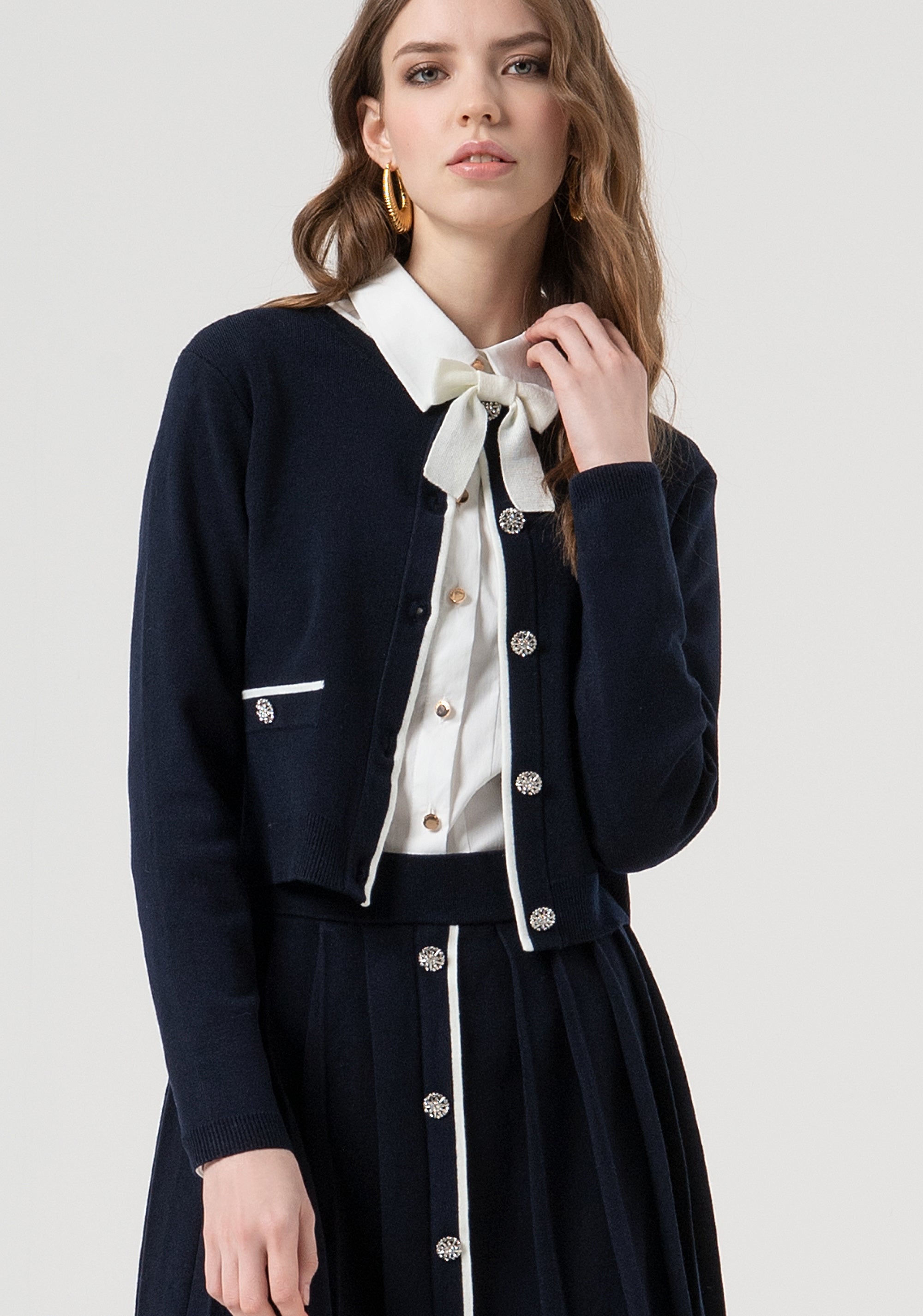Cardigan regular con bottoni gioiello per apertura FR25WT8023K45601-968 Fracomina