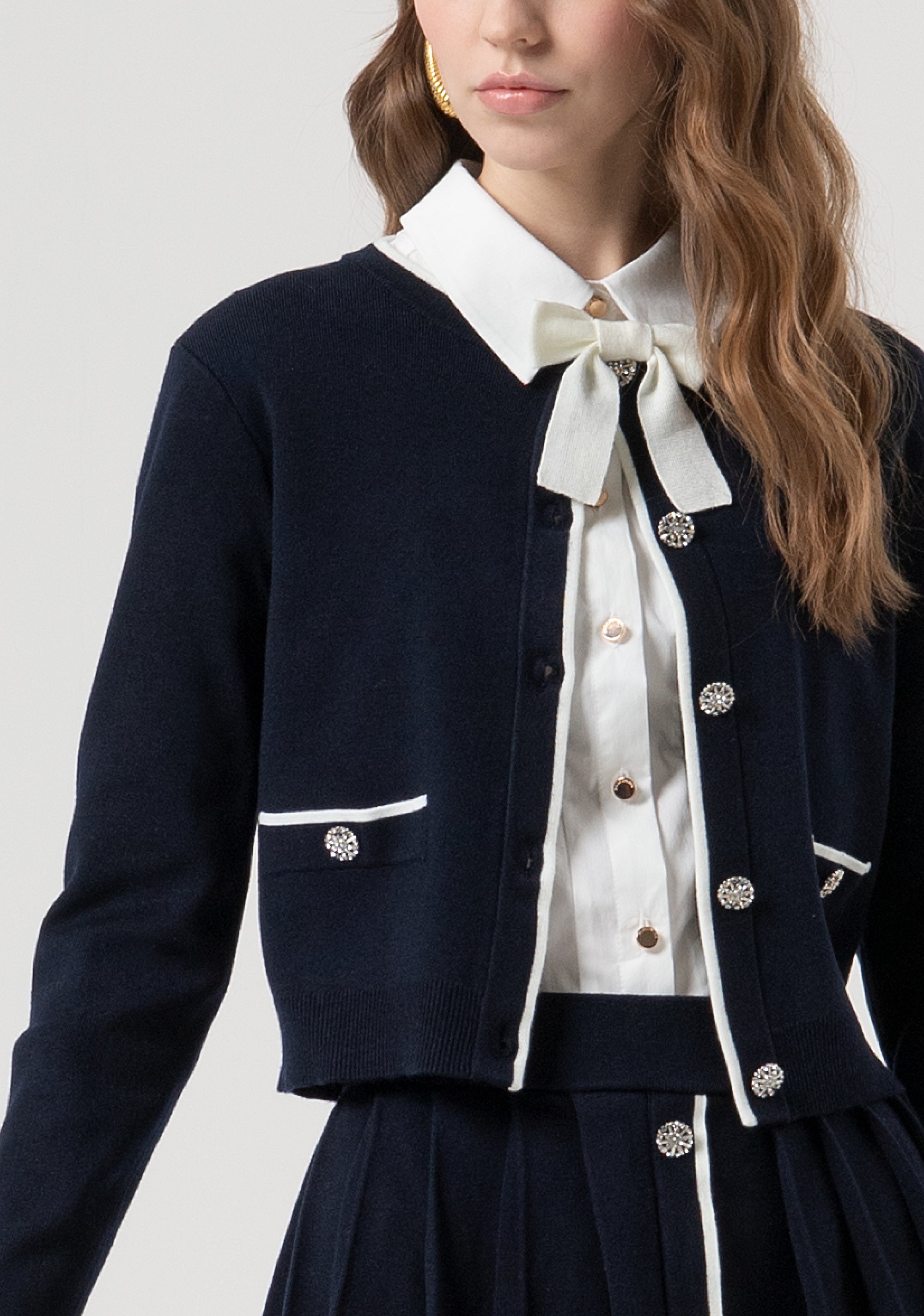 Cardigan regular con bottoni gioiello per apertura FR25WT8023K45601-968 Fracomina