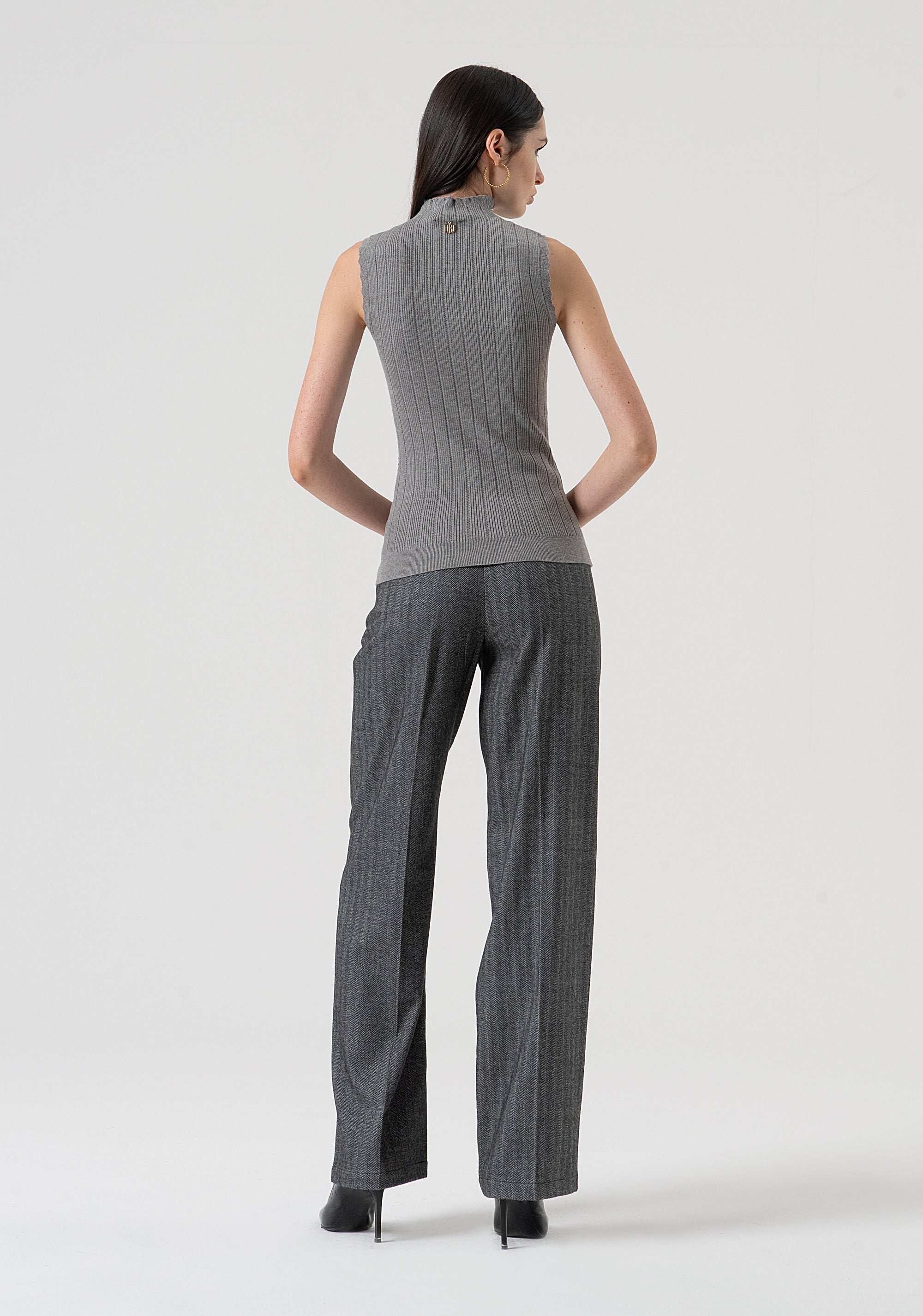 Pantalone regular in fantasia spigata