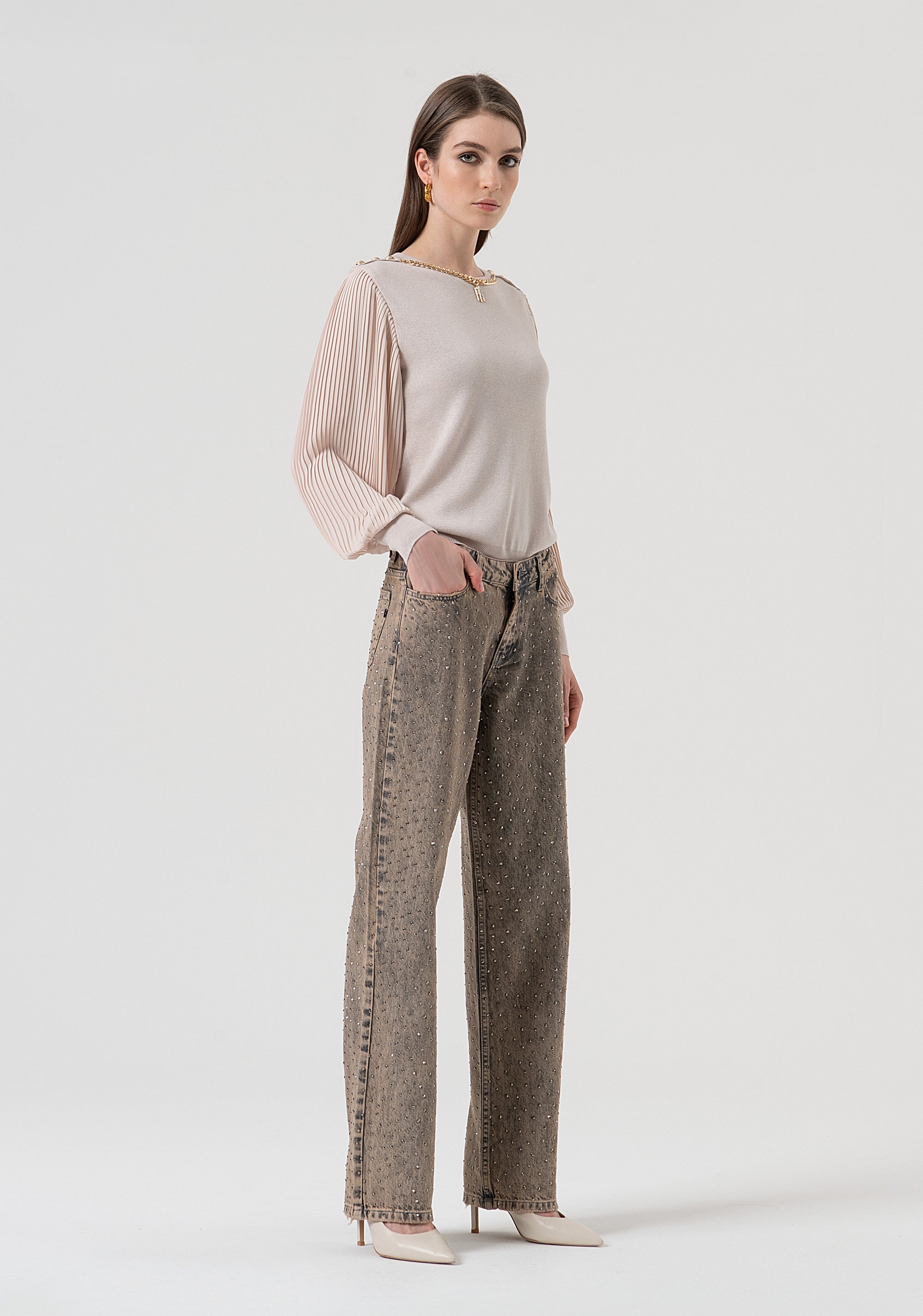Jeans flare in denim con lavaggio sporcatura FR25WV2014D419R9-357 Fracomina