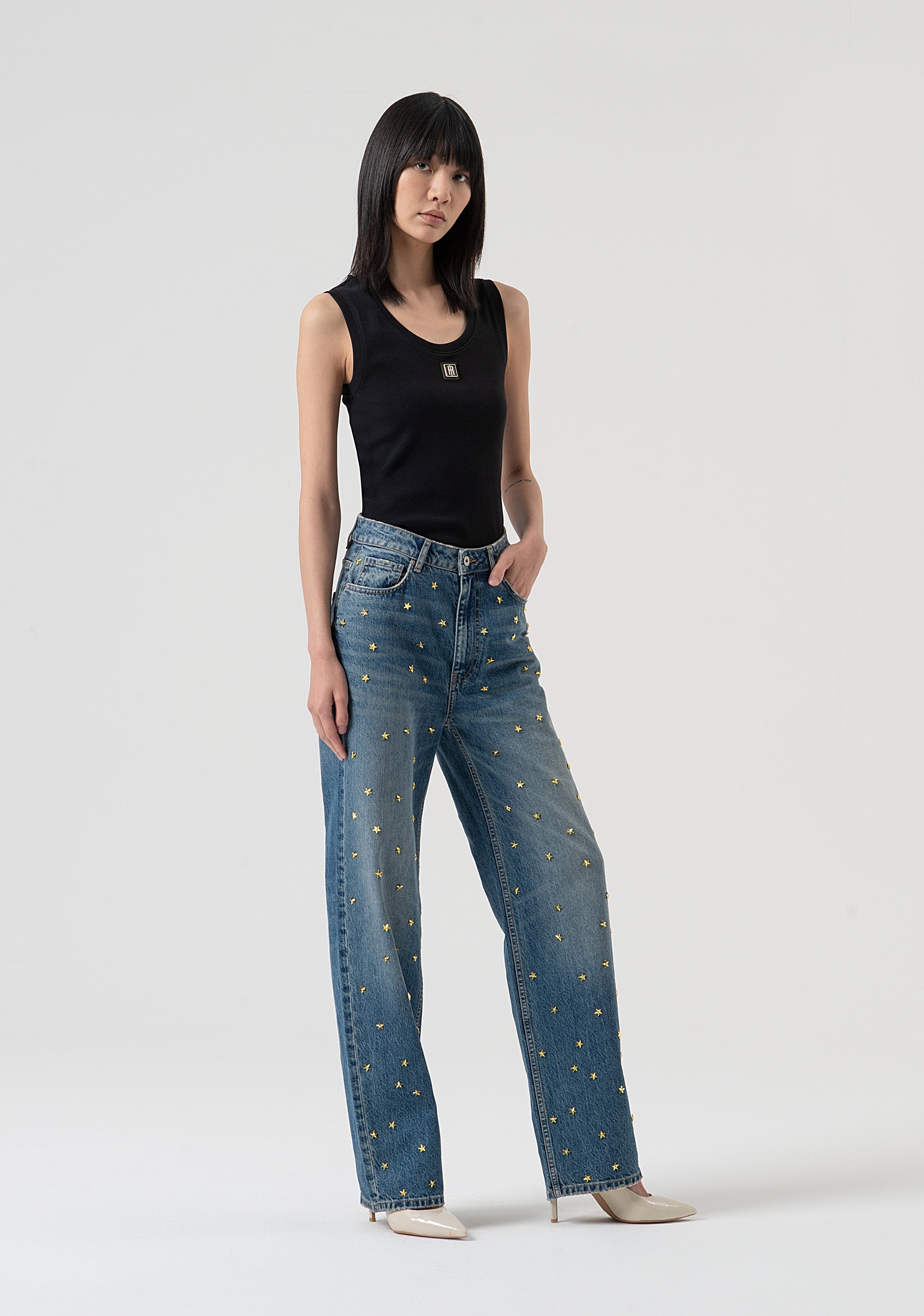 Jeans flare in denim con lavaggio medio FR25WV2021D419R9-337 Fracomina
