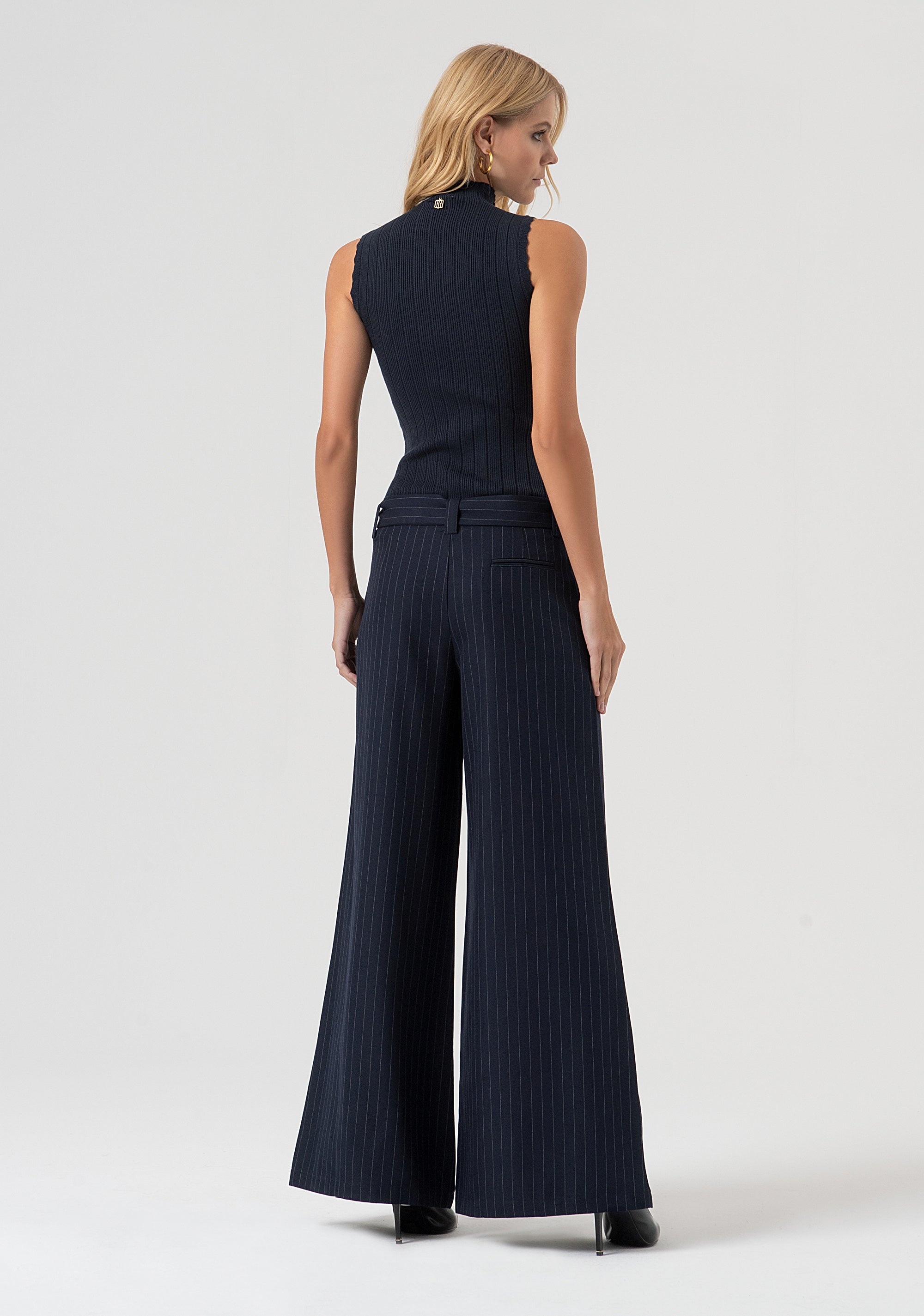 Pantalone flare in tessuto gessato FR25WV3008W813D4-117 Fracomina