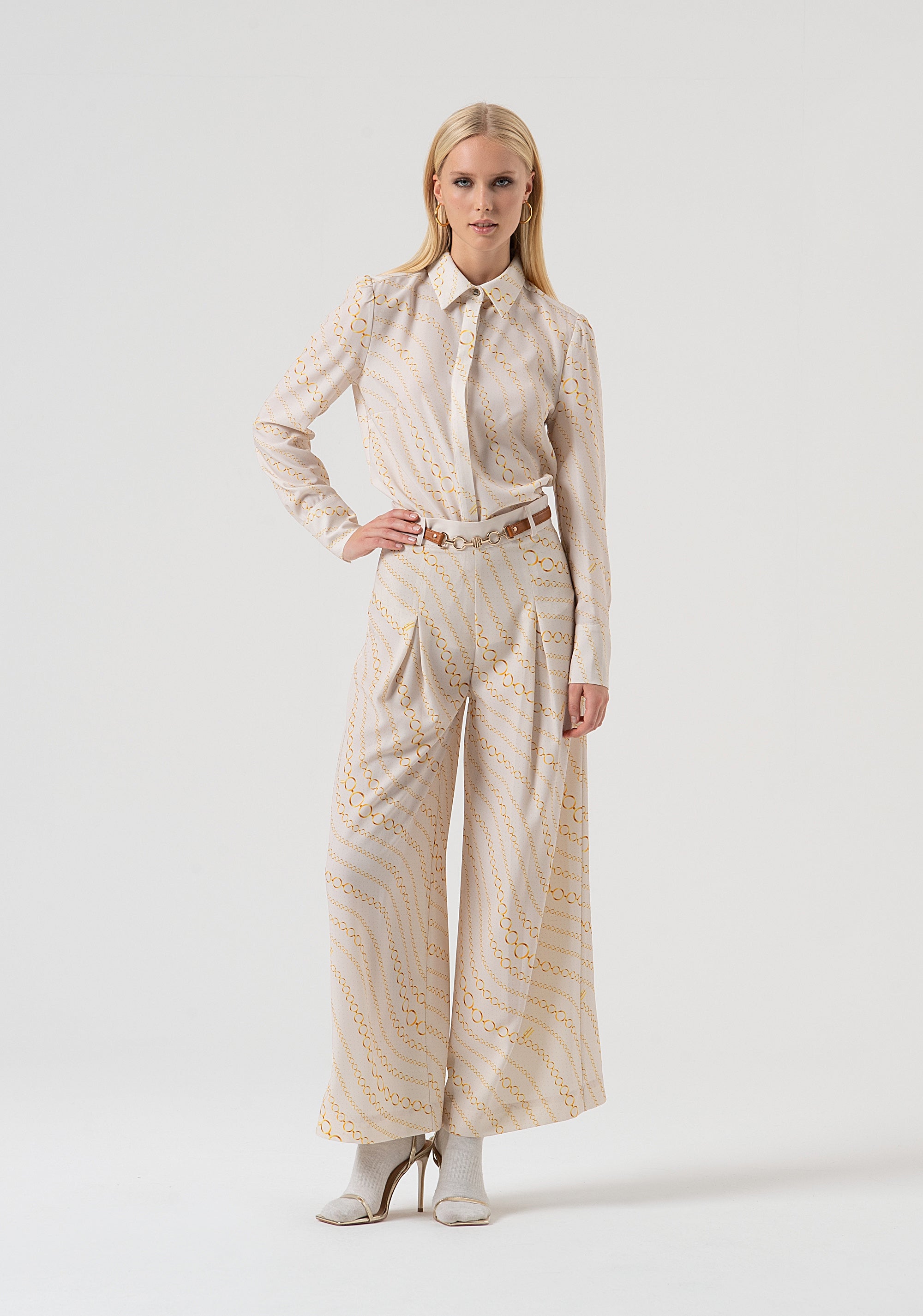 Pantalone flare in fantasia geometrica FR25WV3022W436R8-508 Fracomina