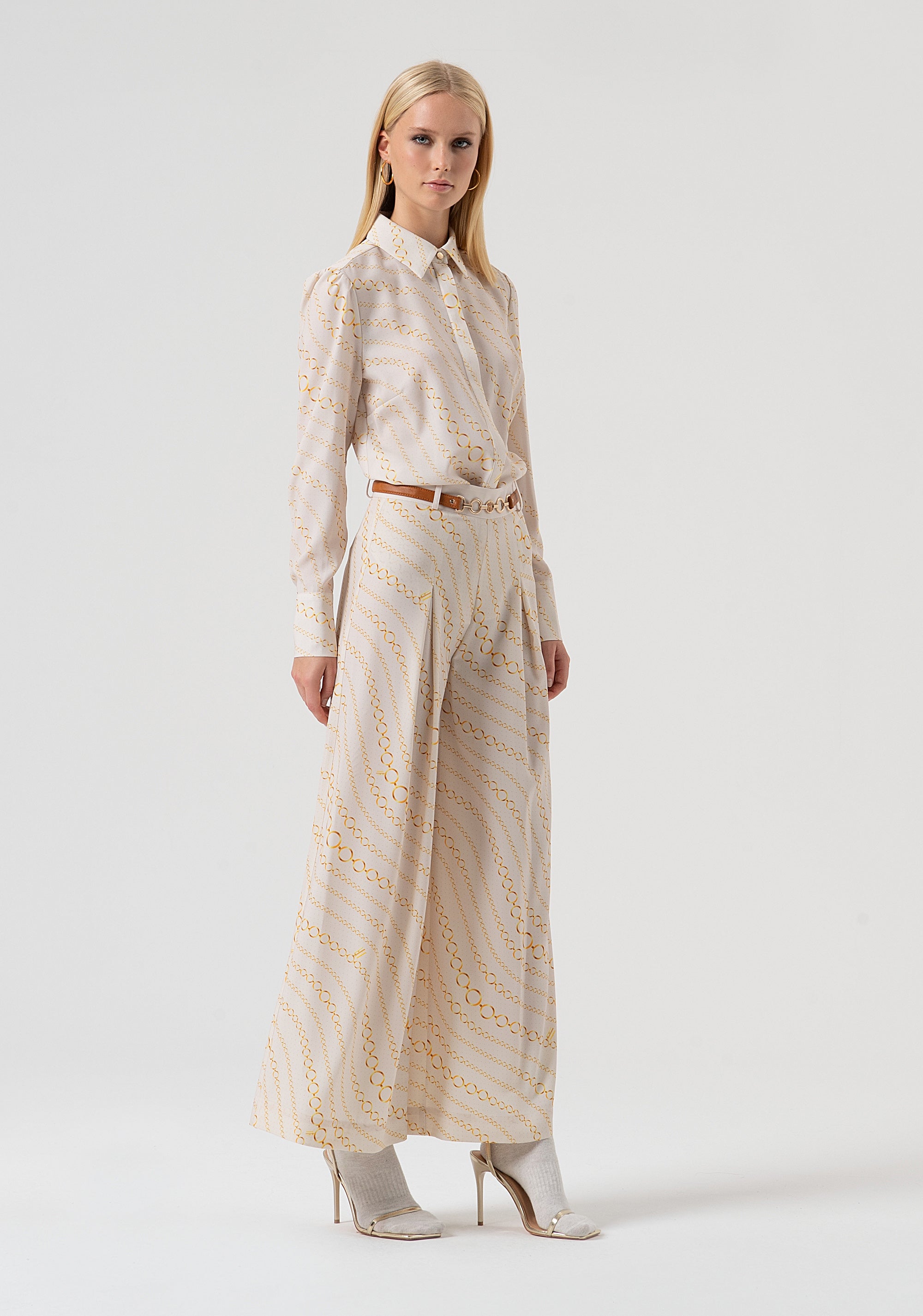 Pantalone flare in fantasia geometrica FR25WV3022W436R8-508 Fracomina