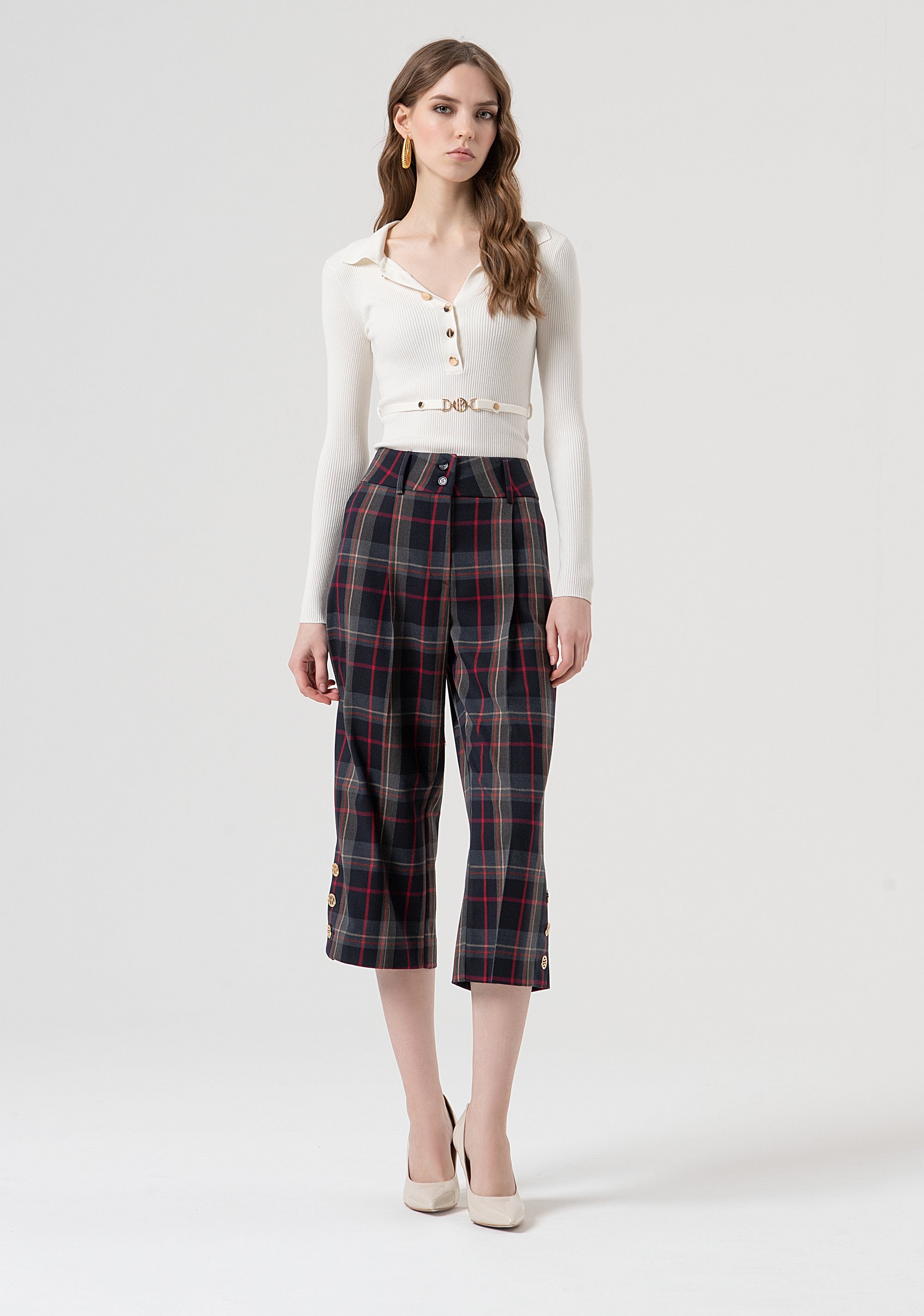 Pantalone carrot cropped in tessuto tartan FR25WV9006W45995-T62 Fracomina