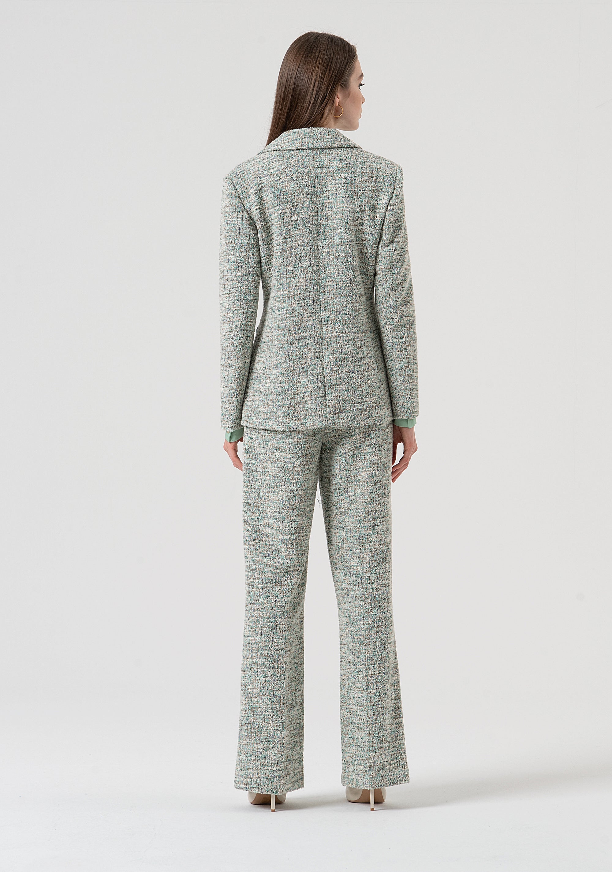 Pantalone flare in tweed