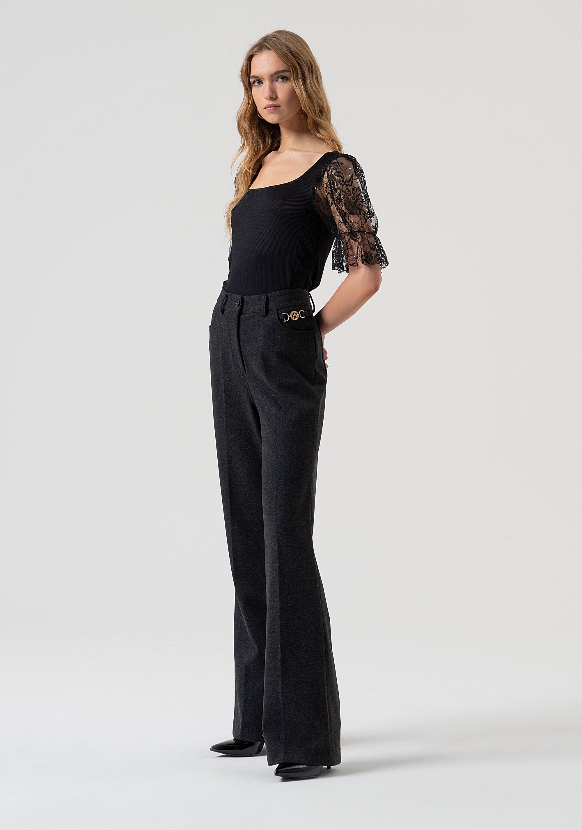 Pantalone bootcut con vita alta FR25WVA014W80501-T53 Fracomina