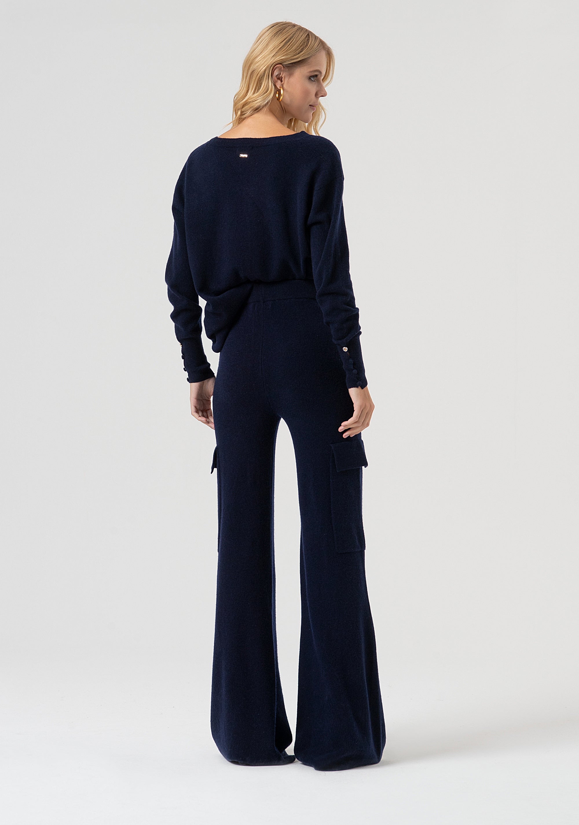 Pantaloni flare in maglia di lana FR25WVC009K47301-117 Fracomina