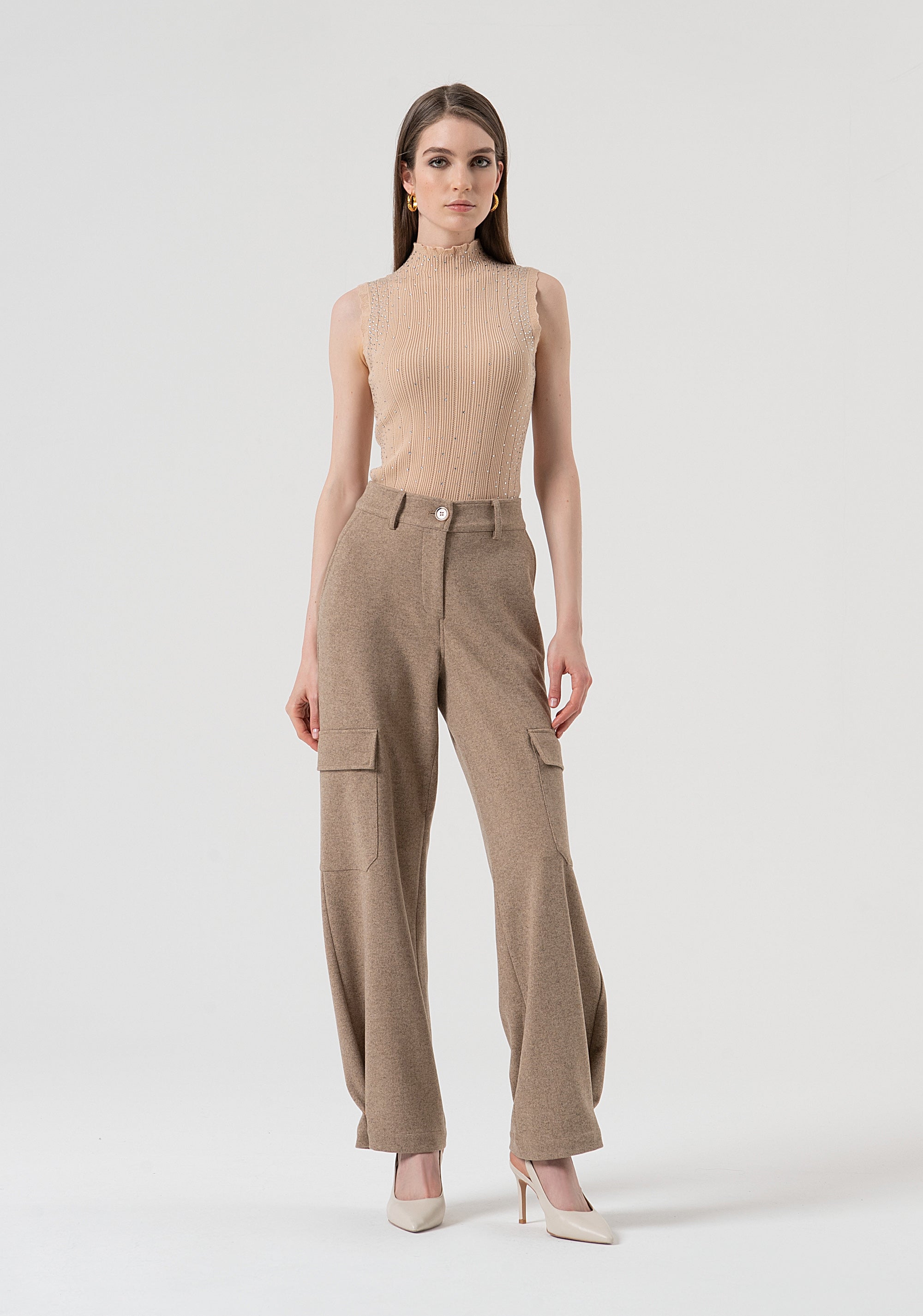 Pantalone cargo con vita alta FR25WVC014W80501-L46 Fracomina