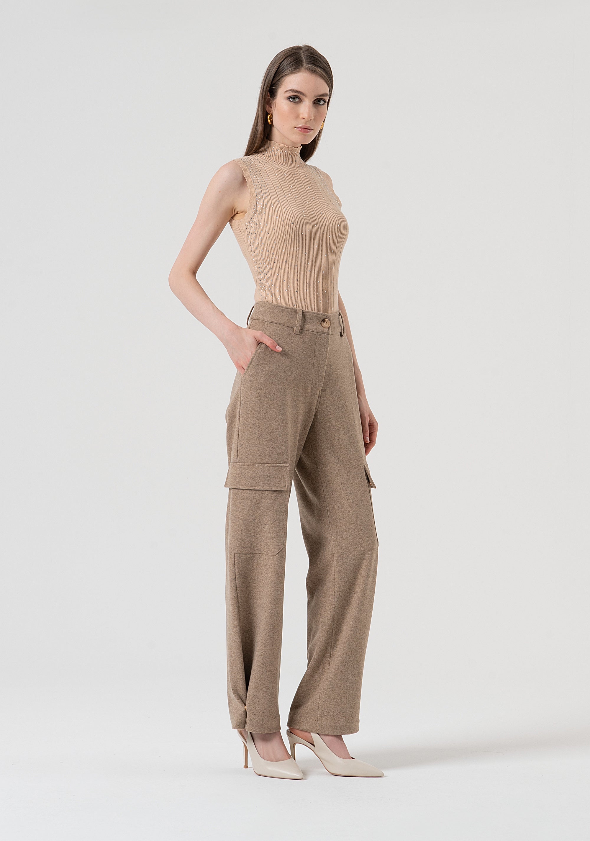 Pantalone cargo con vita alta FR25WVC014W80501-L46 Fracomina