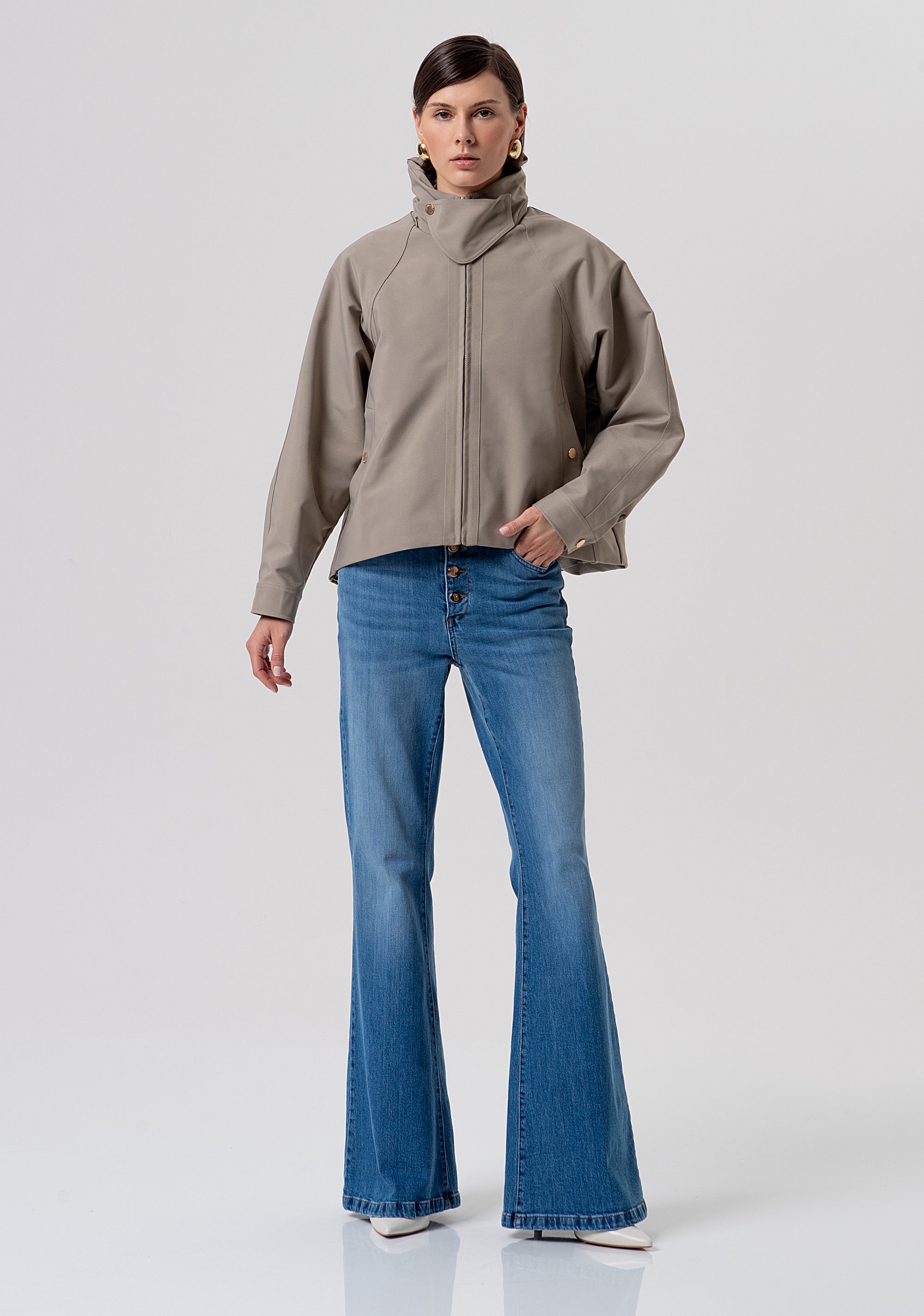 Giacca over in tessuto tecnico FR26SC1007W68101-208 Fracomina